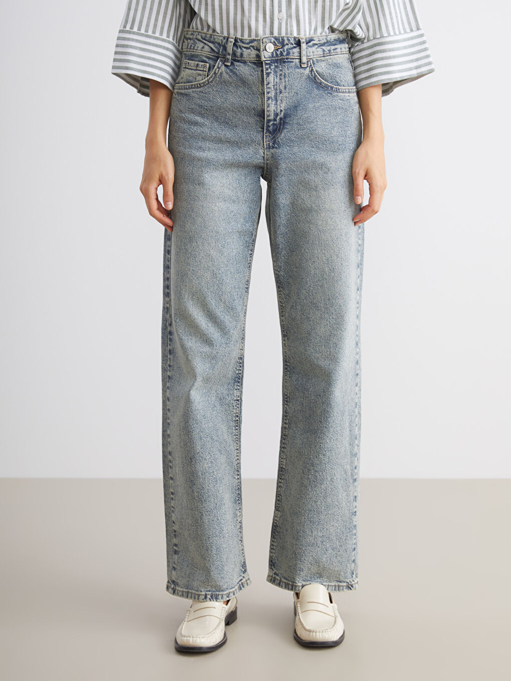 İndigo Straight Fit Kadın Jean Pantolon-1