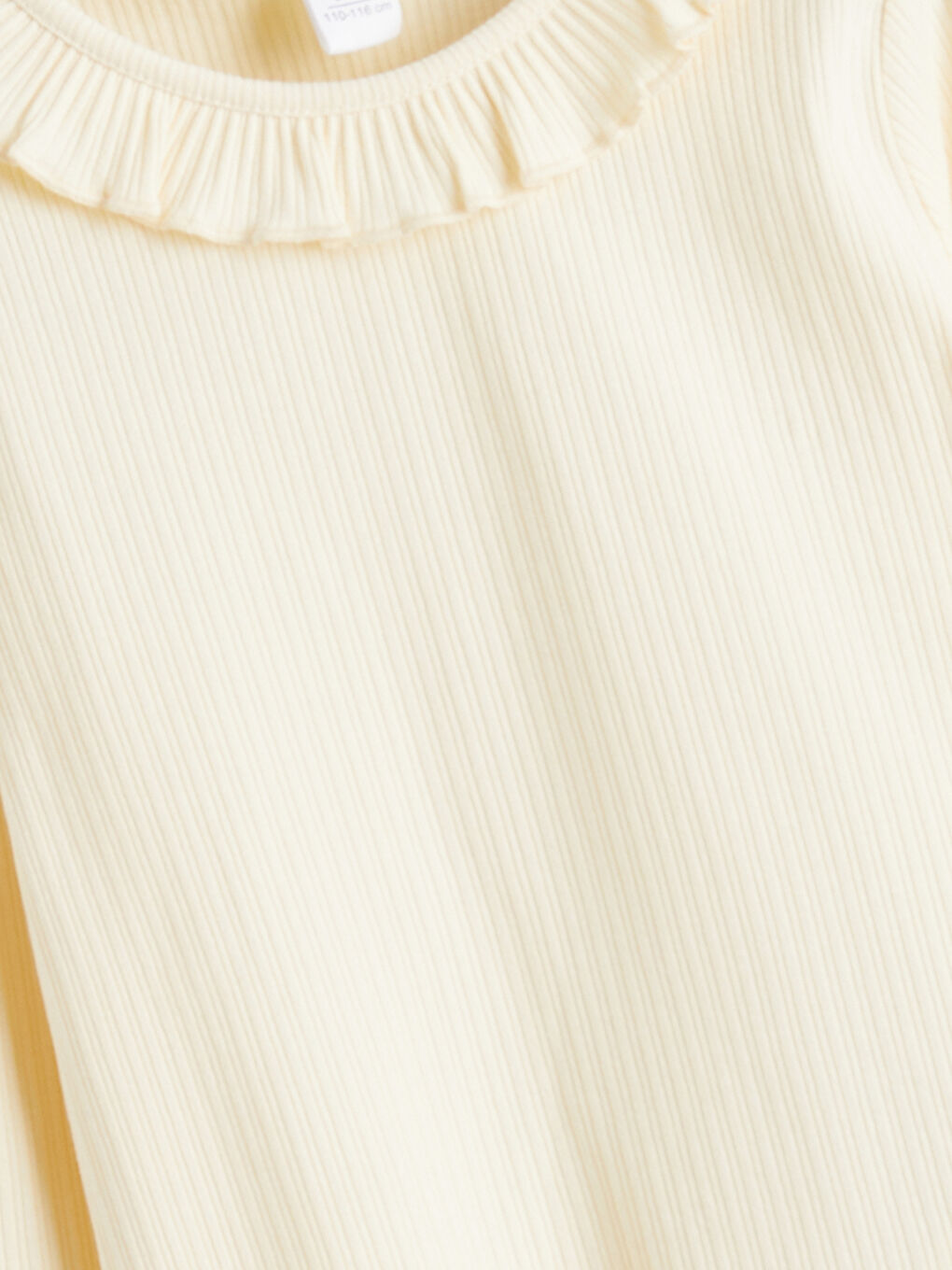 Bej Bisiklet Yaka Fırfır Detaylı Kız Çocuk Tişört-1