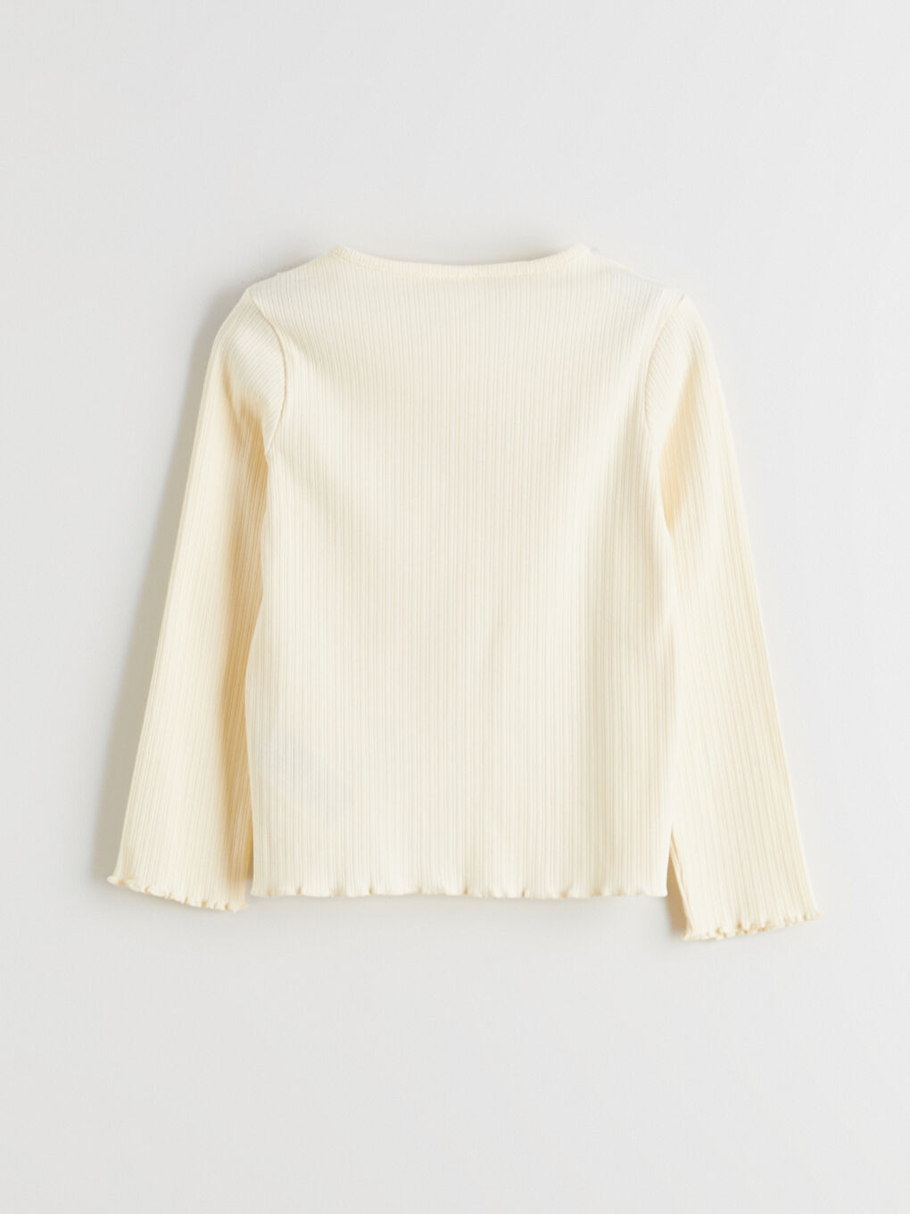 Bej Bisiklet Yaka Fırfır Detaylı Kız Çocuk Tişört-2