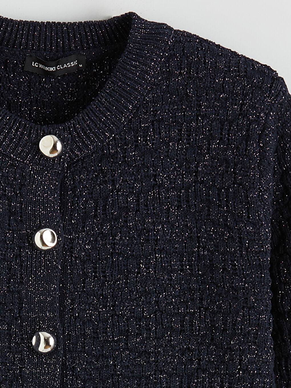 Lacivert Bisiklet Yaka Kadın Triko Hırka-5