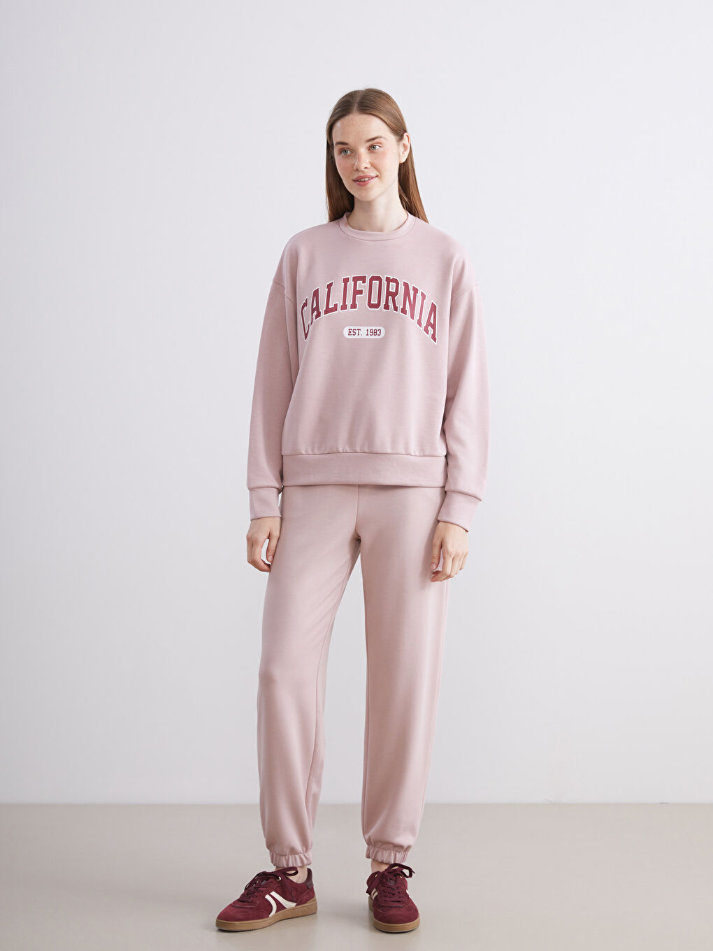 Crew Neck Printed Oversize Women's Sweatshirt-3