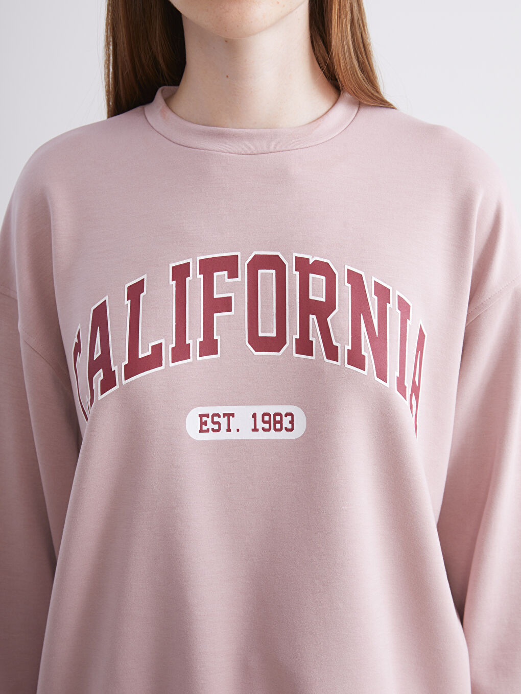 Crew Neck Printed Oversize Women's Sweatshirt-5