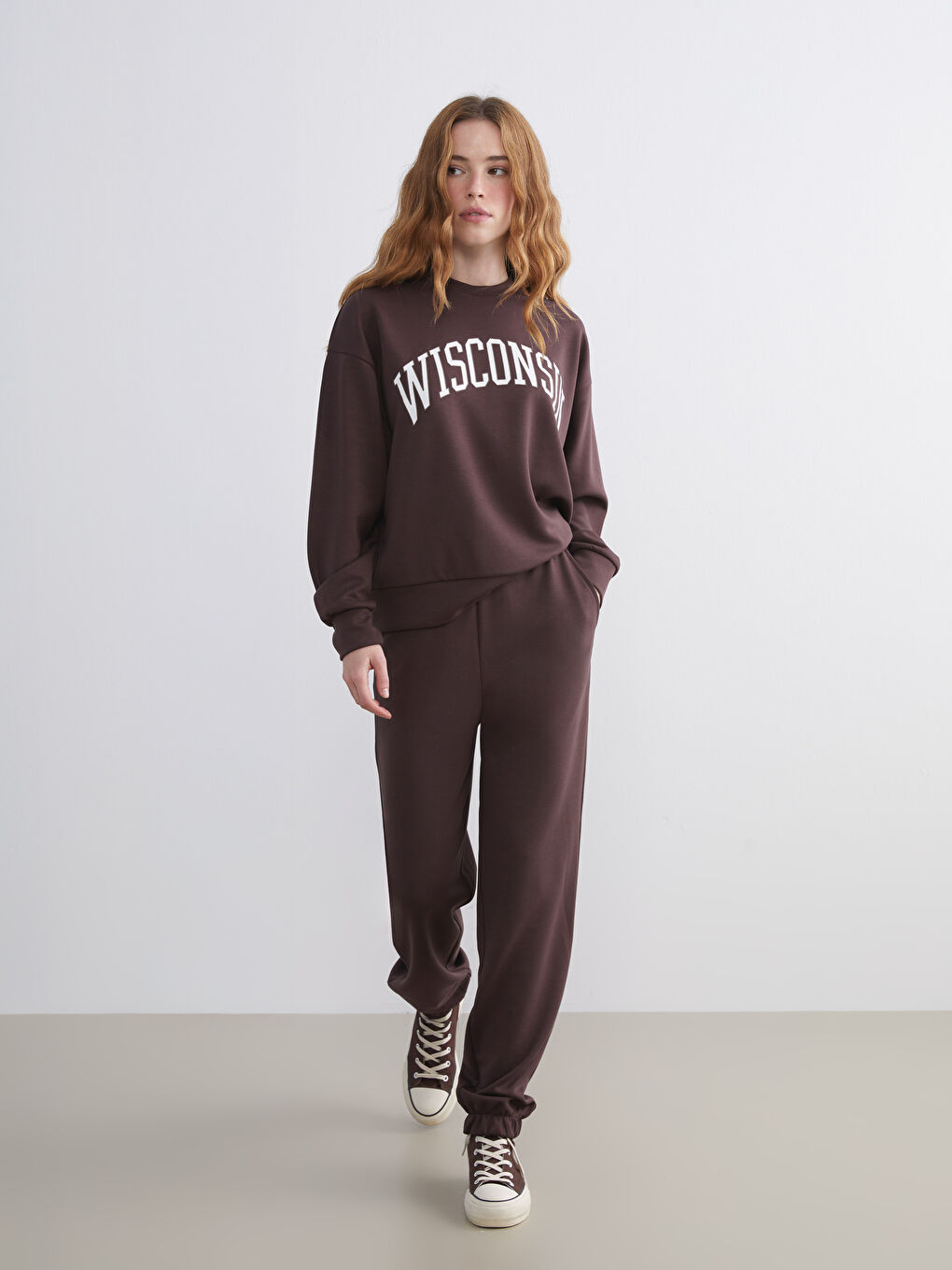 Crew Neck Printed Oversize Women's Sweatshirt-1