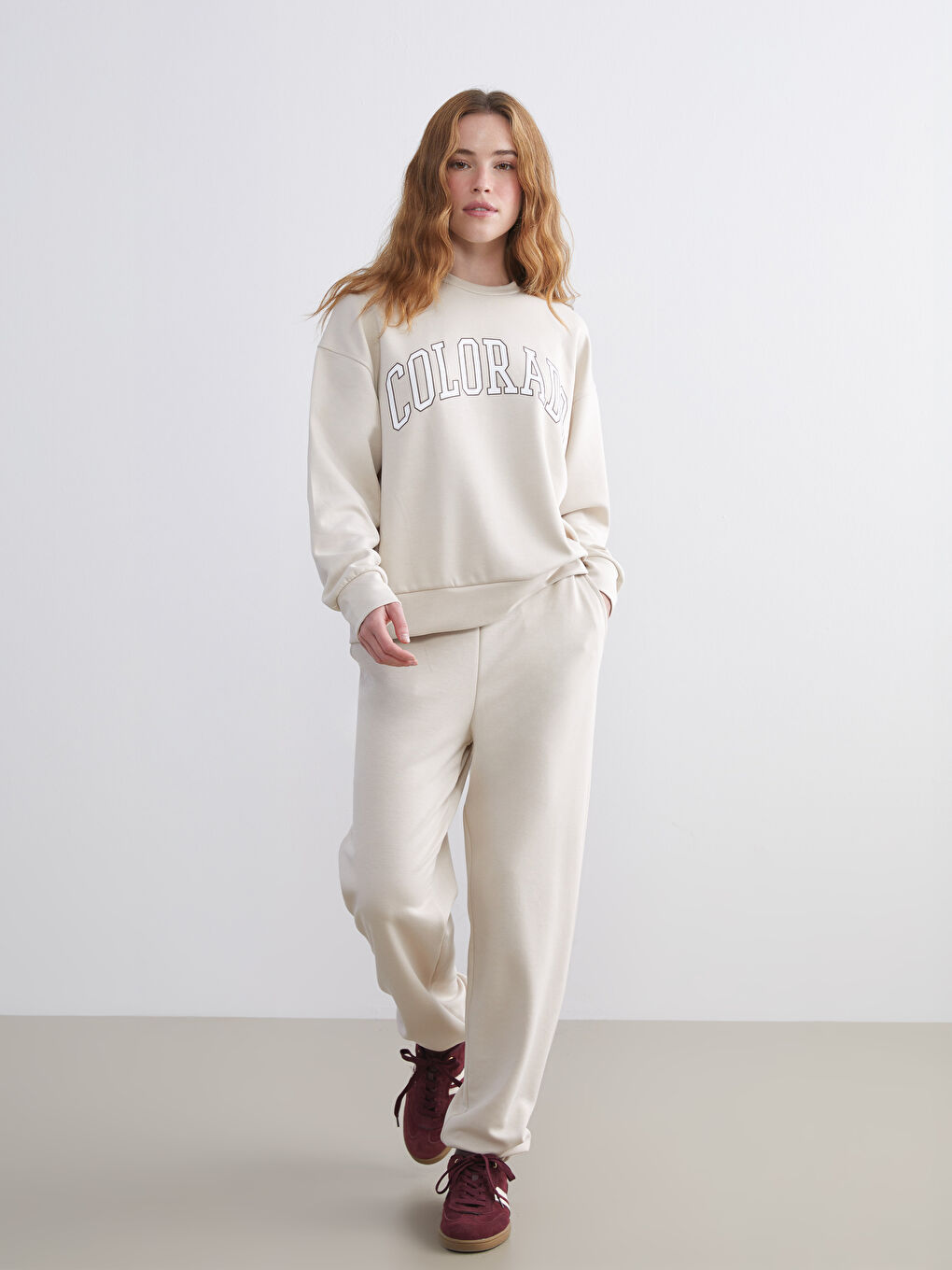 Crew Neck Printed Oversize Women's Sweatshirt-1