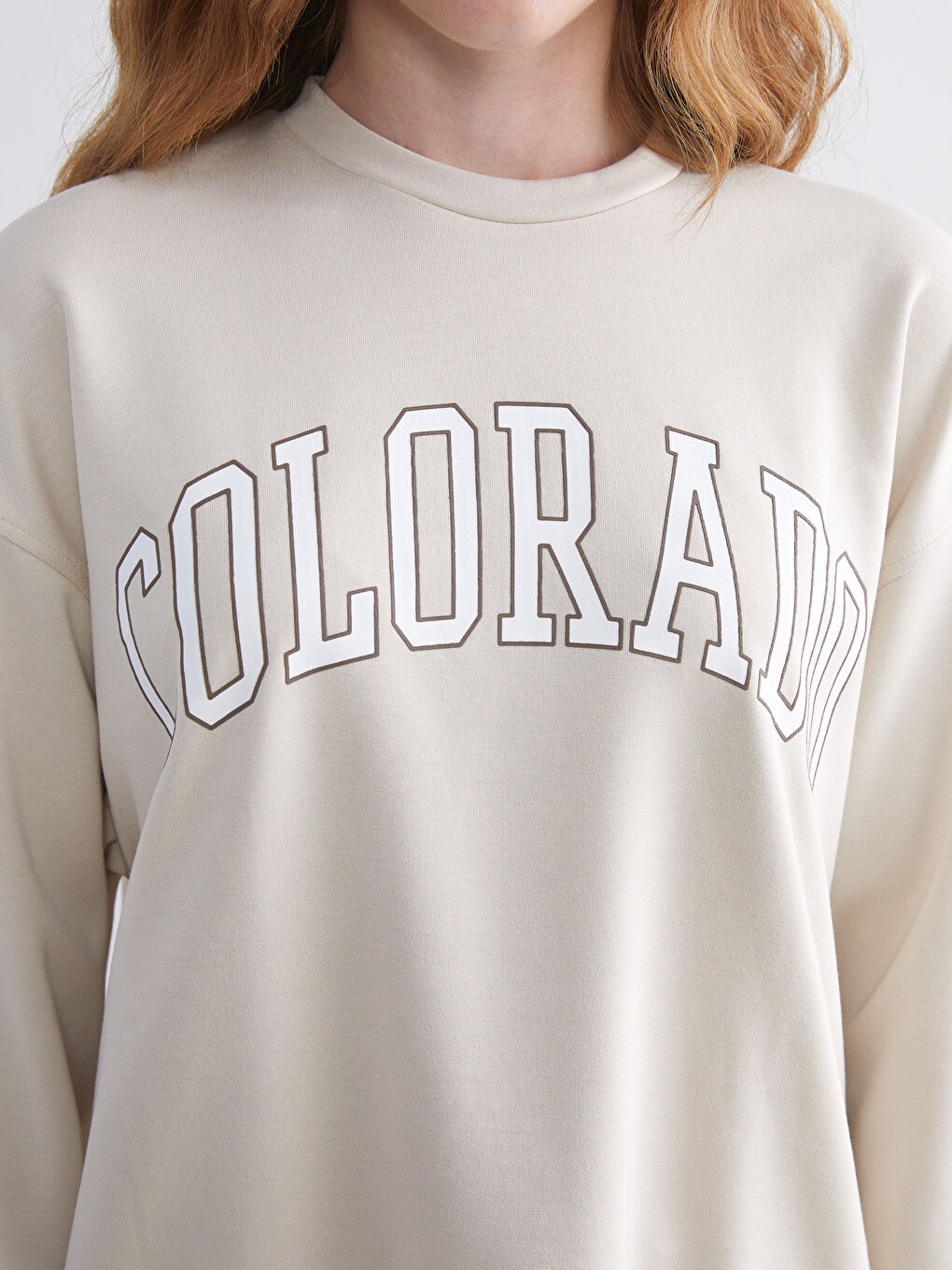 Crew Neck Printed Oversize Women's Sweatshirt-2