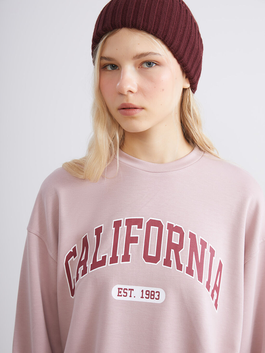 Crew Neck Printed Oversize Women's Sweatshirt-1