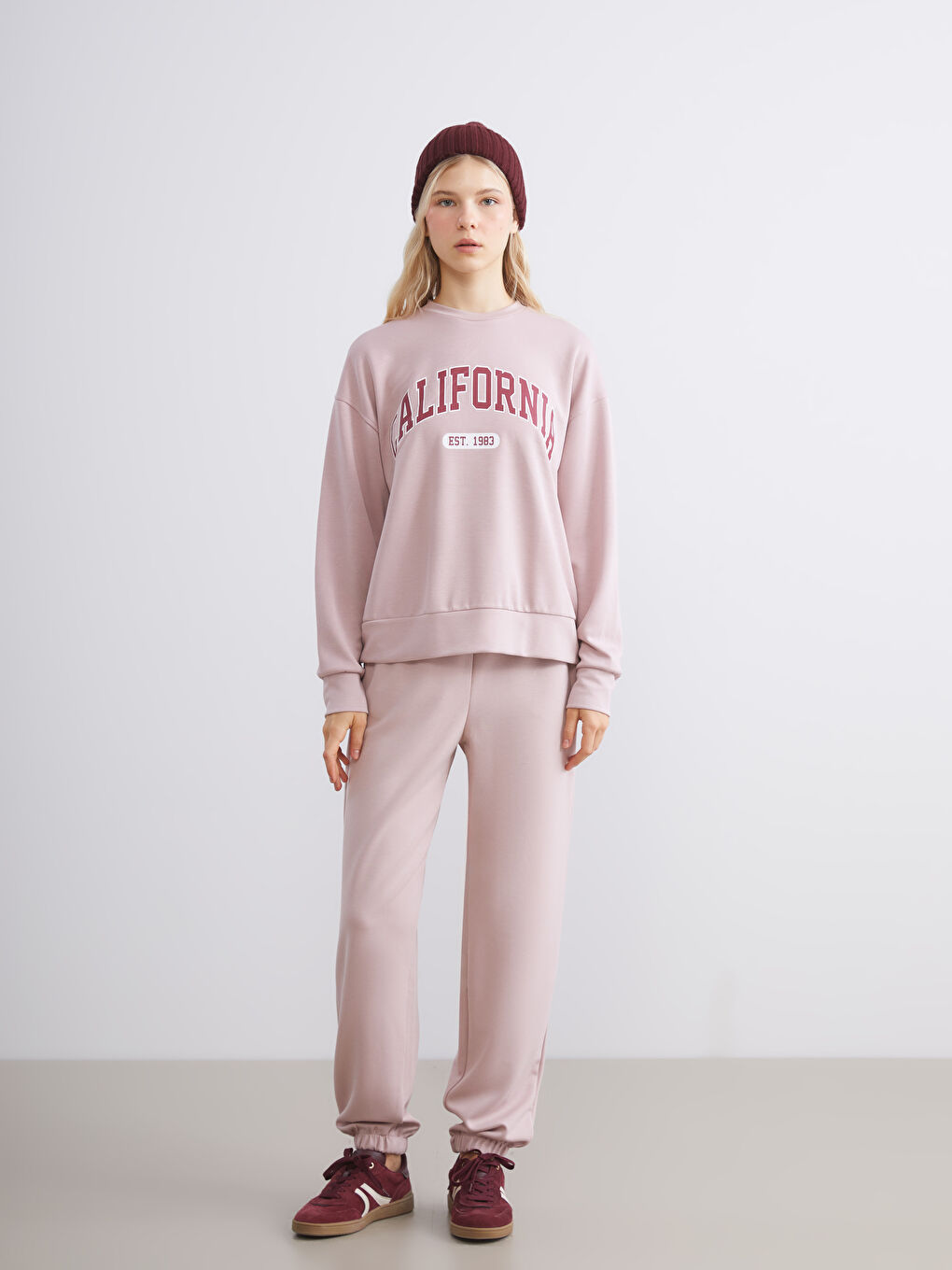 Crew Neck Printed Oversize Women's Sweatshirt-2