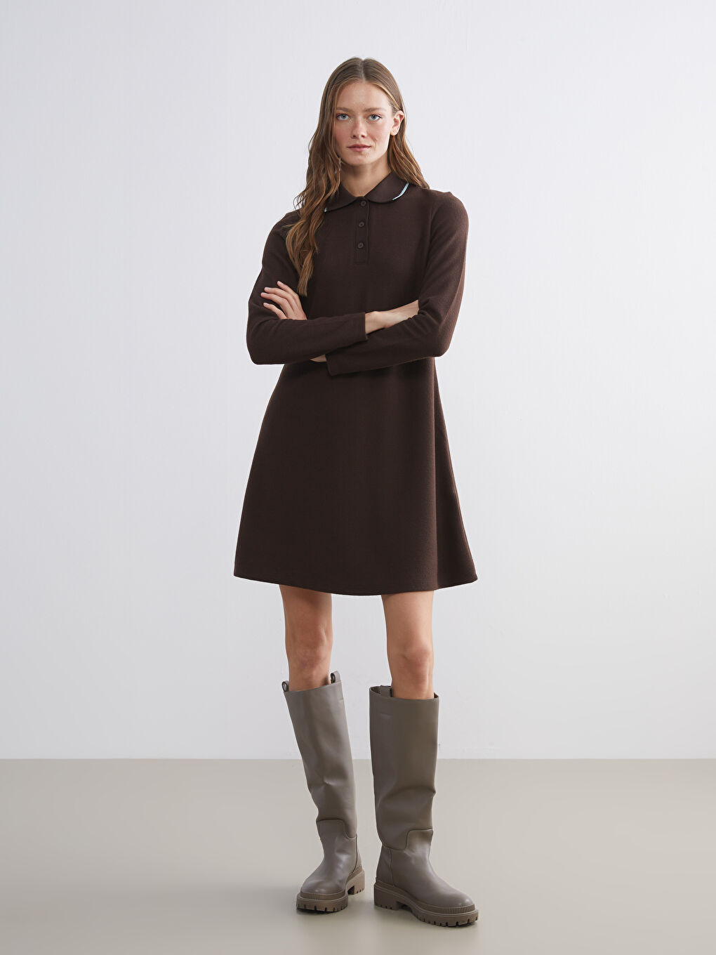 Polo Neck Mini Dress-2