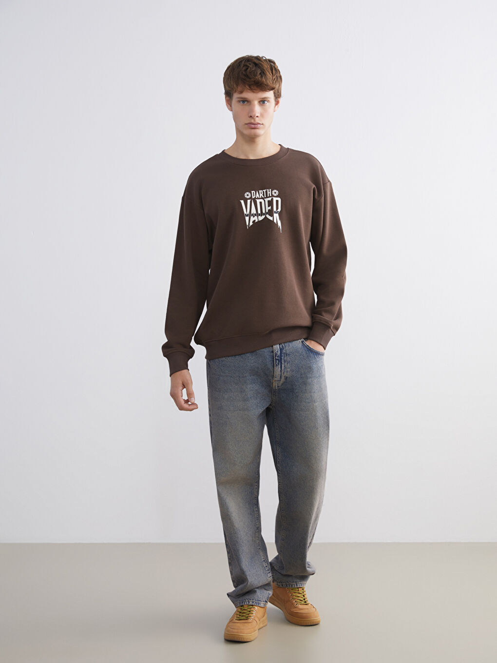 Crew Neck Long Sleeve Star Wars Printed Men's Sweatshirt-1