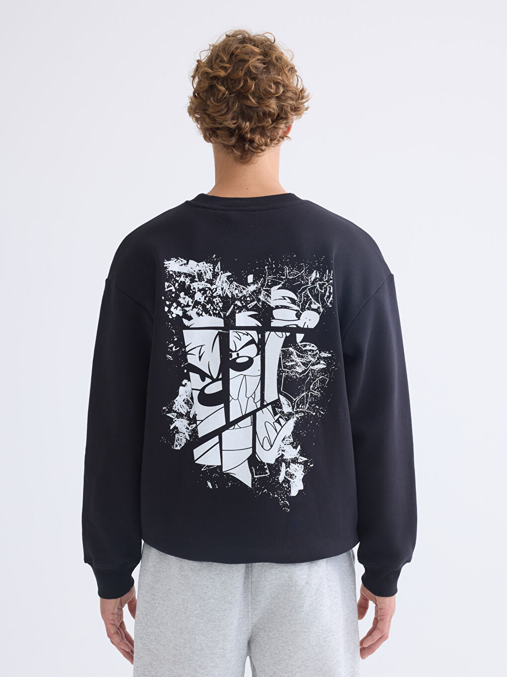 Sweat-shirt Bébé Garçon Imprimé Looney Tunes à Manches Longues Col Rond-3
