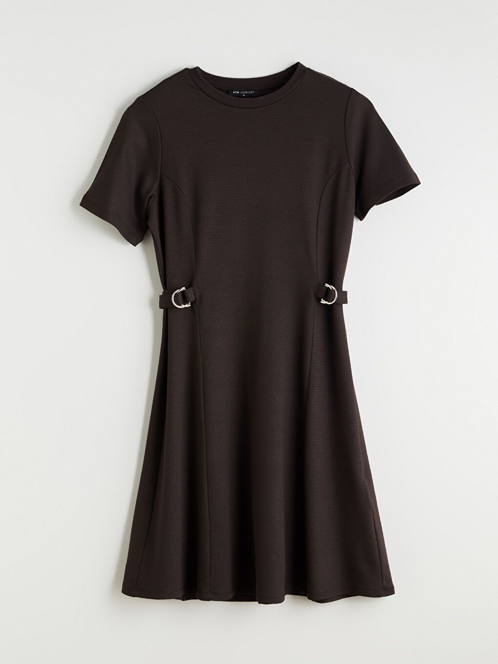 Crew Neck Fitted Waist Dress-4