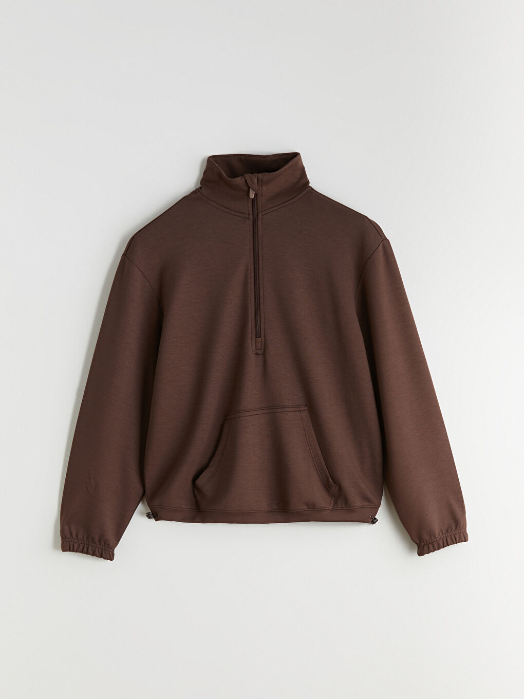 Kahverengi Dik Yaka Kadın Sweatshirt-4