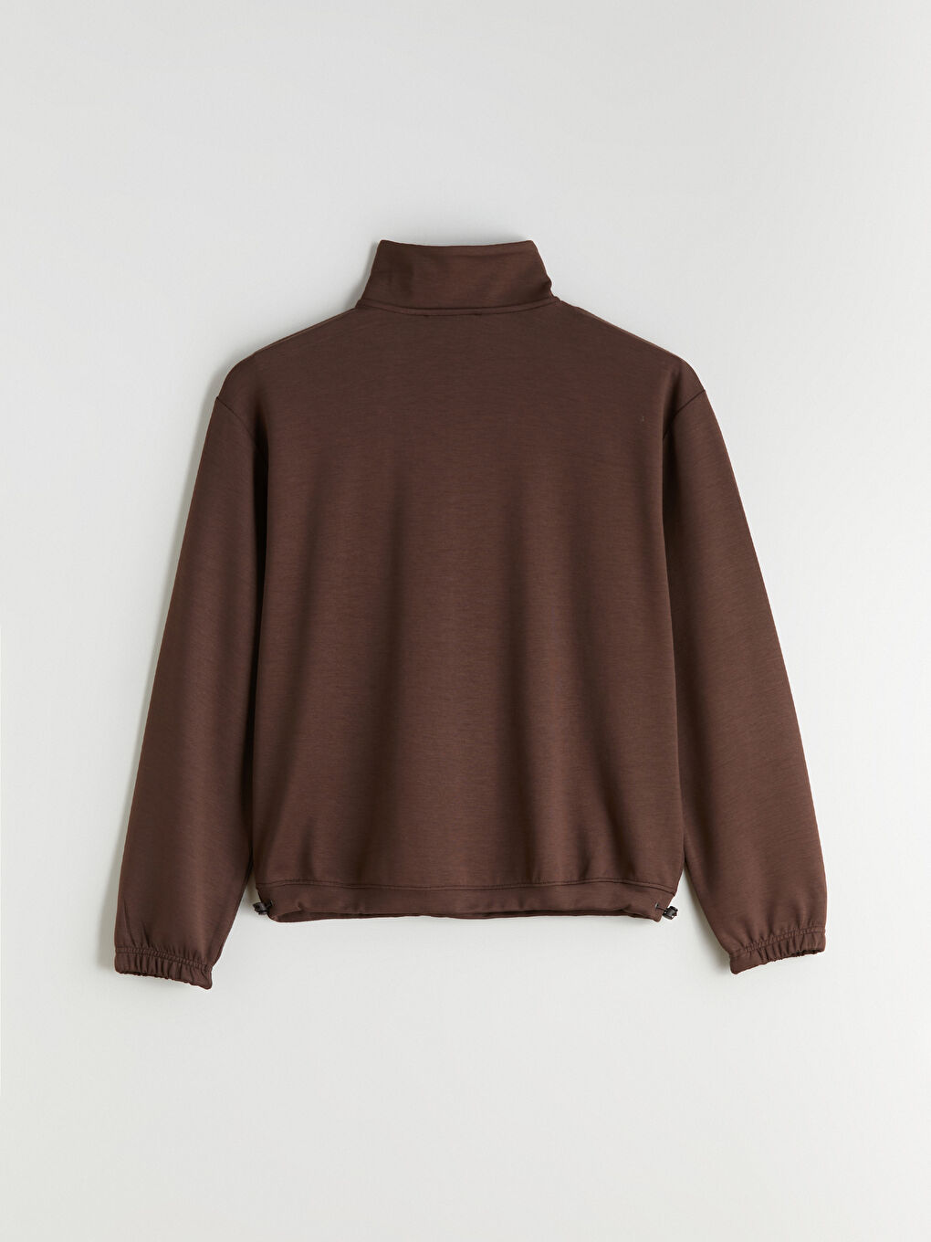 Kahverengi Dik Yaka Kadın Sweatshirt-5