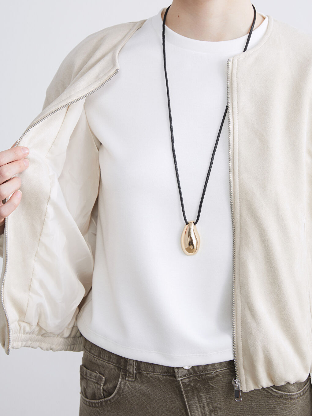 Bej Kadın Süet Görünümlü Ceket-2