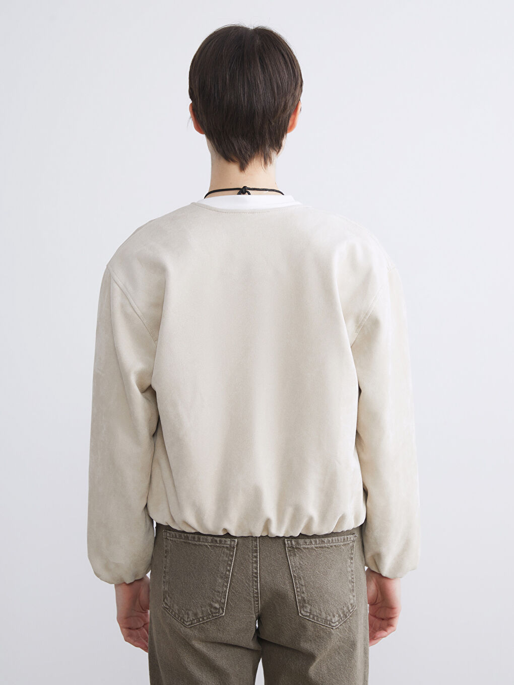 Bej Kadın Süet Görünümlü Ceket-4