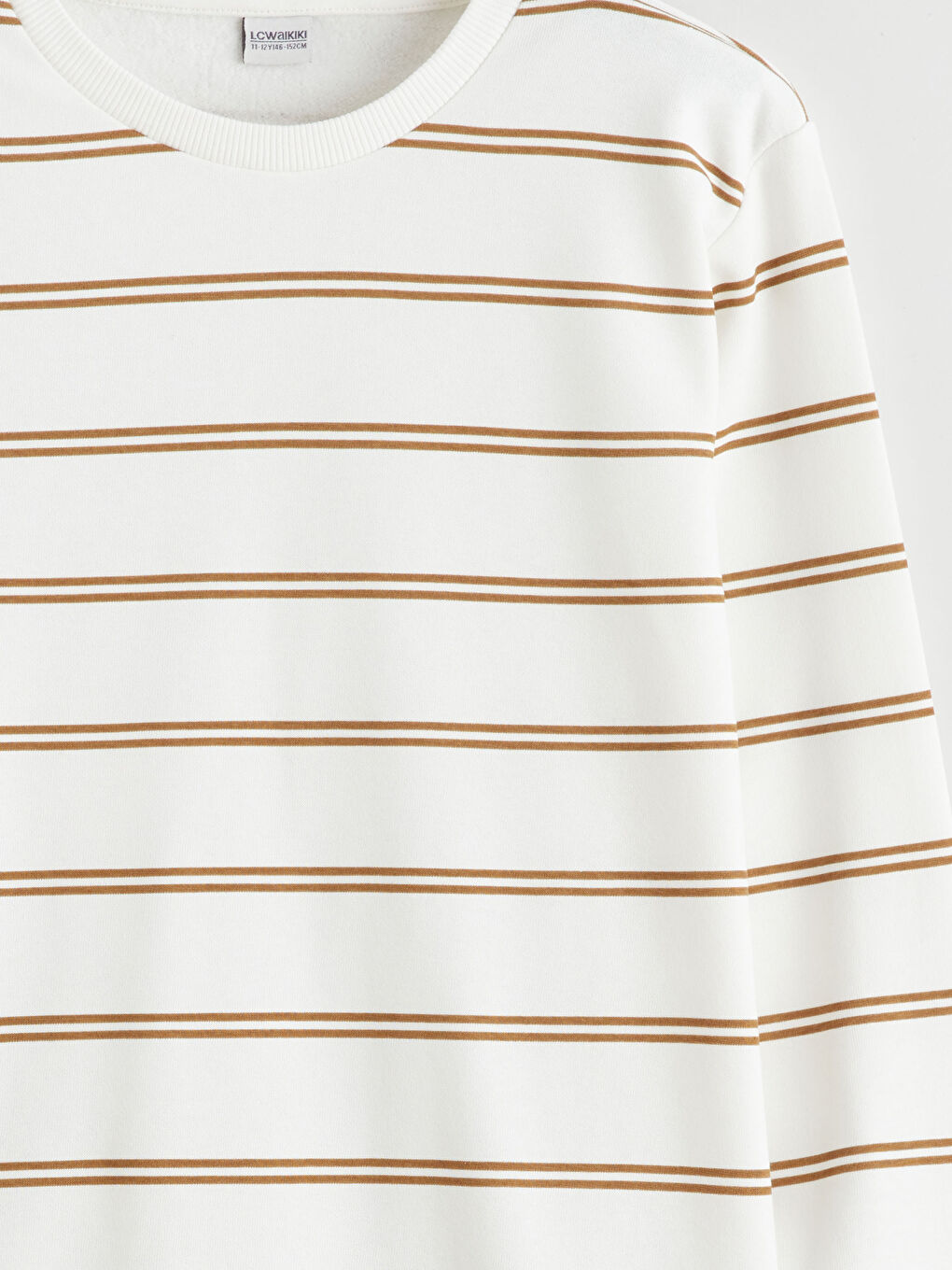 Kahverengi Bisiklet Yaka Çizgili Erkek Çocuk Sweatshirt-2