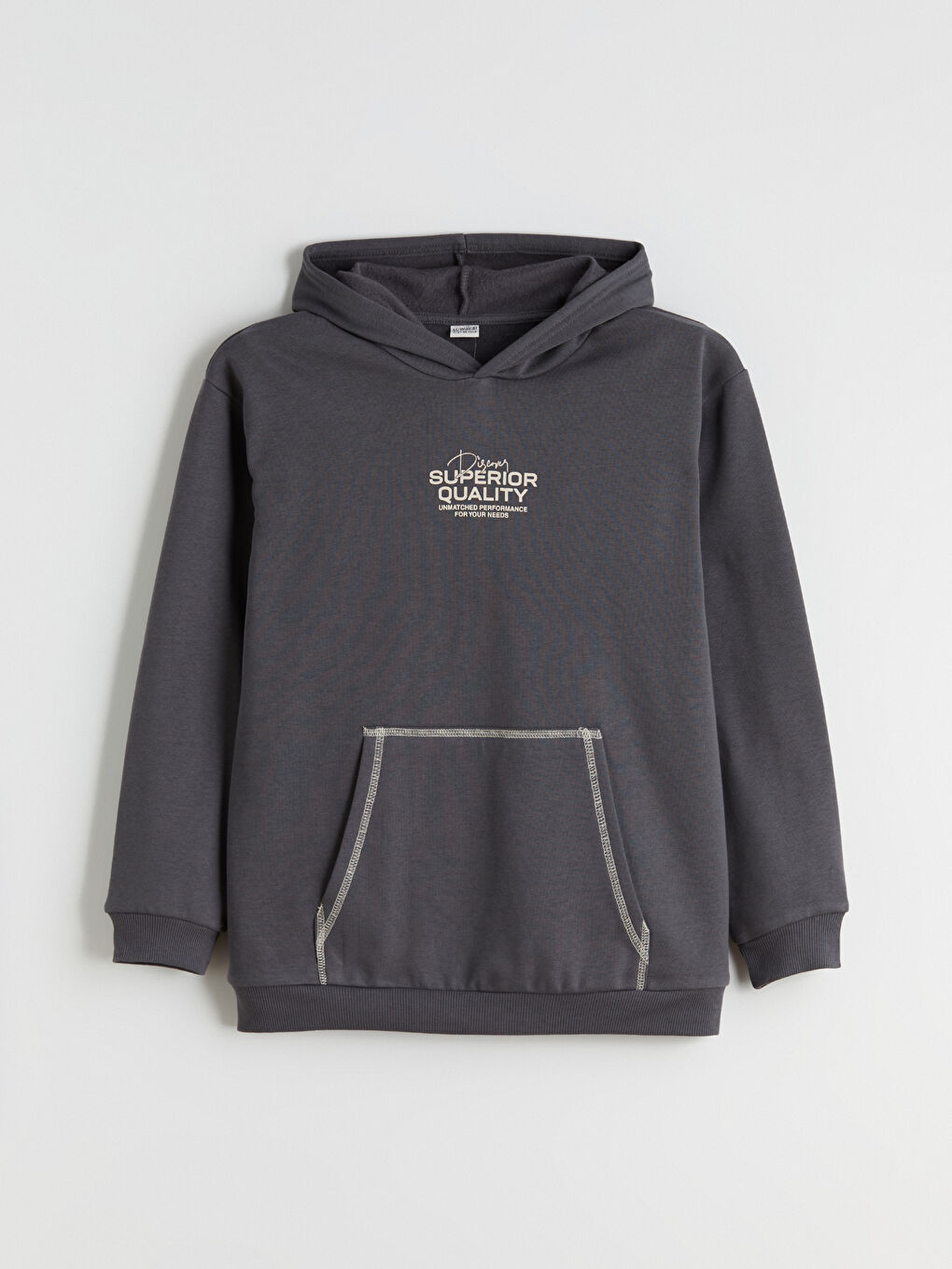 Antrasit Kapüşonlu Baskılı Erkek Çocuk Sweatshirt-3