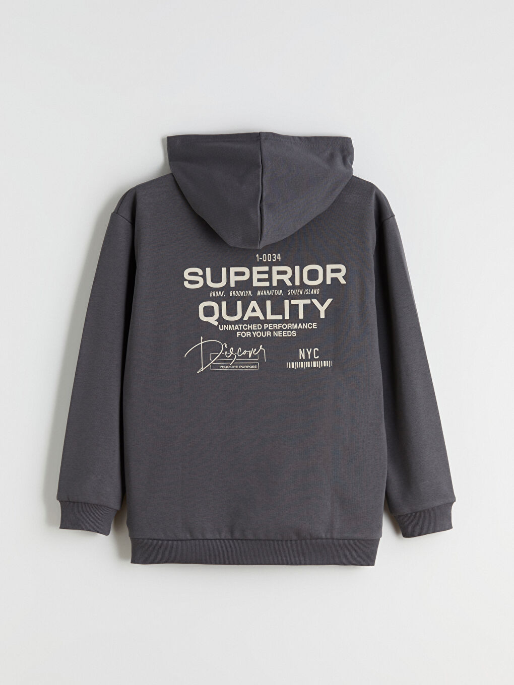 Antrasit Kapüşonlu Baskılı Erkek Çocuk Sweatshirt-5