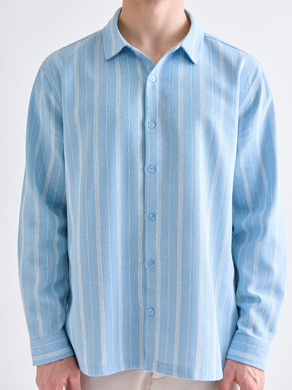 რეგულარული მორგება ზოლიანი მამაკაცის პერანგი-2