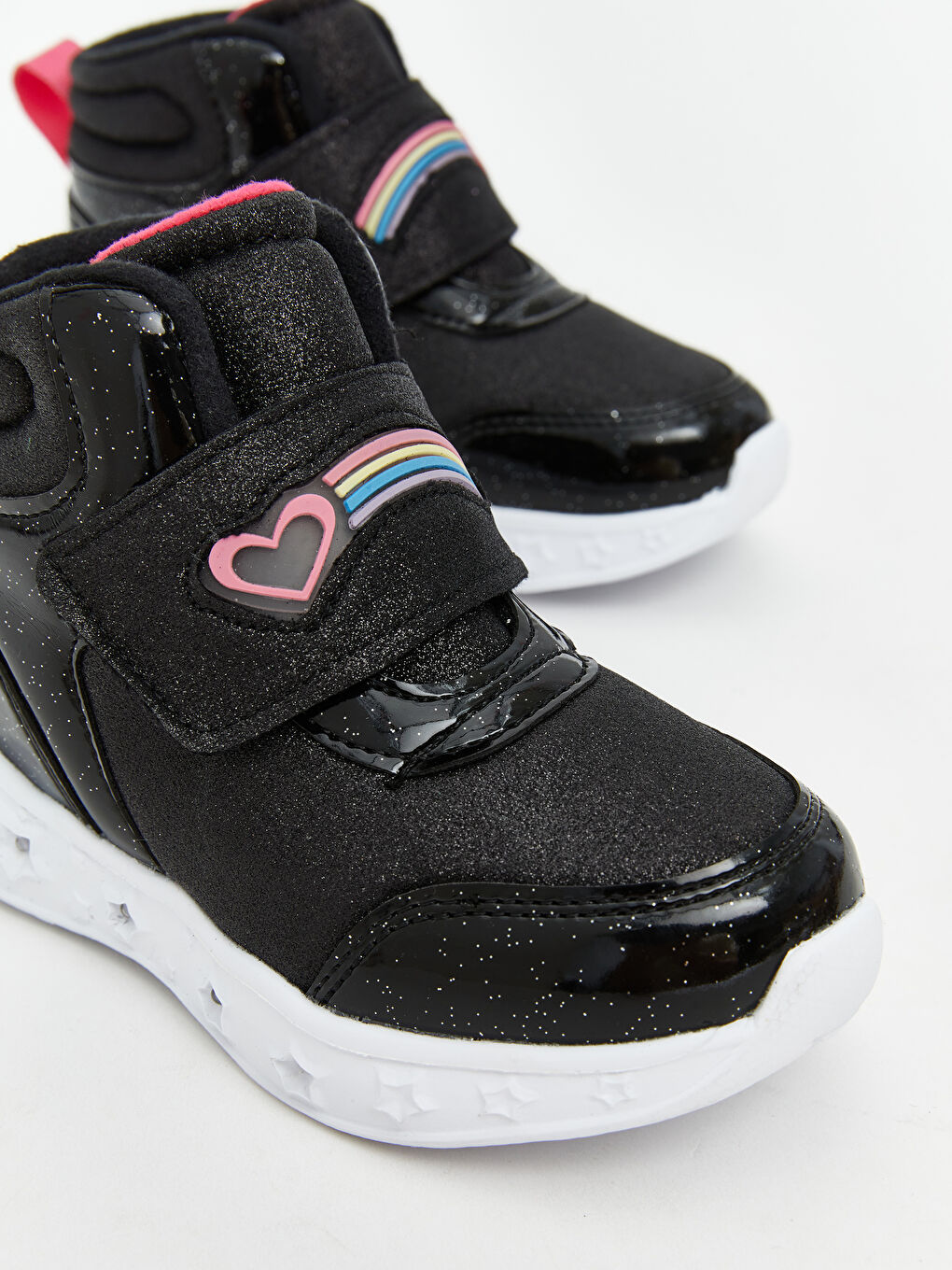 Siyah Cırt Cırtlı Tabanı Işıklı Kız Bebek Bot-3