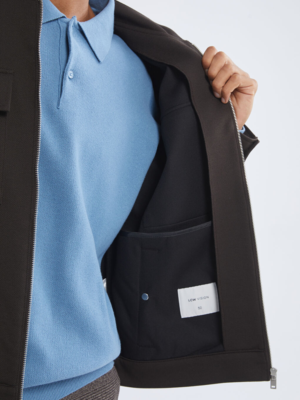 Kahverengi Bomber Yaka Uzun Kollu Erkek Ceket-2