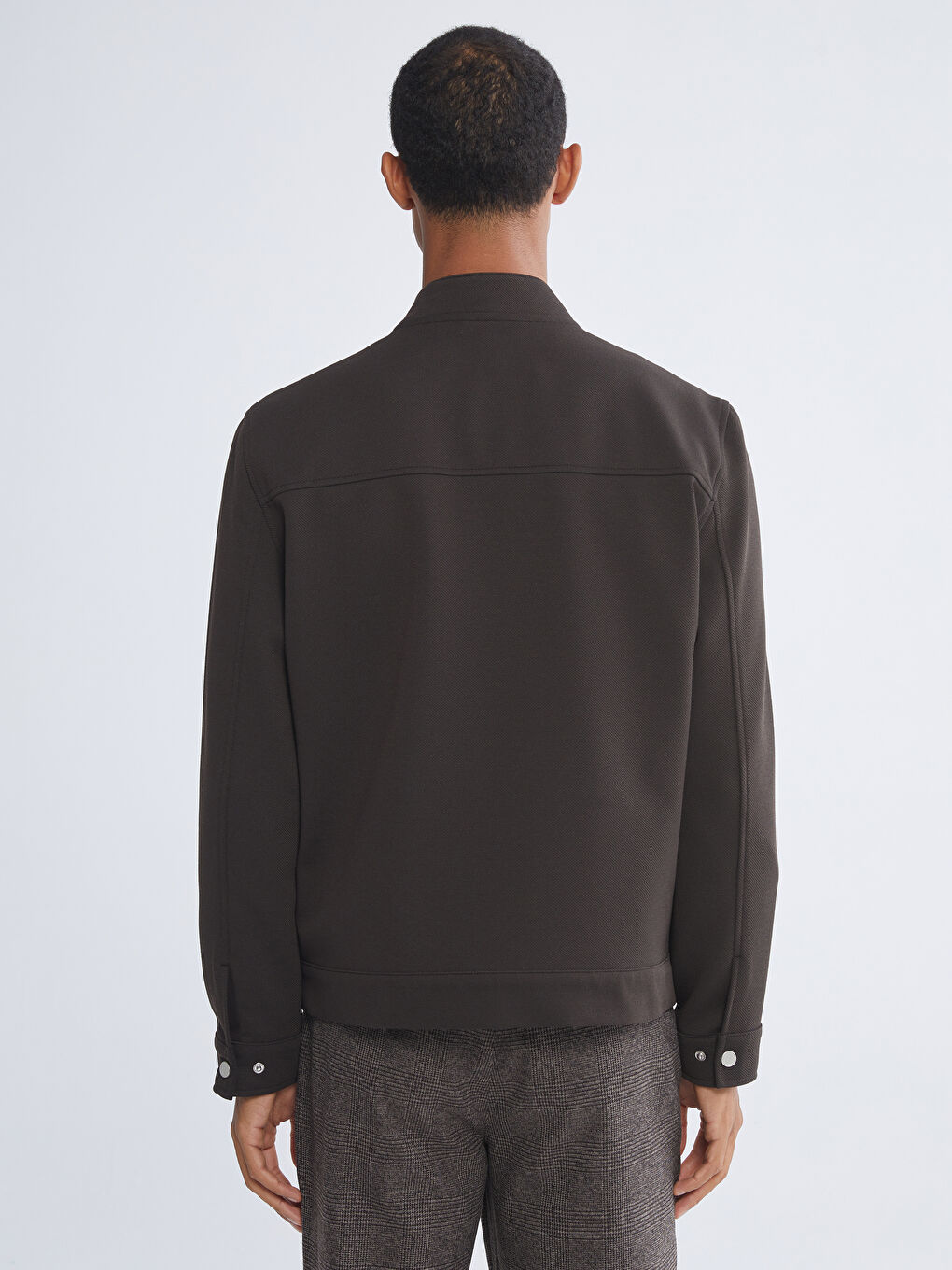 Kahverengi Bomber Yaka Uzun Kollu Erkek Ceket-4