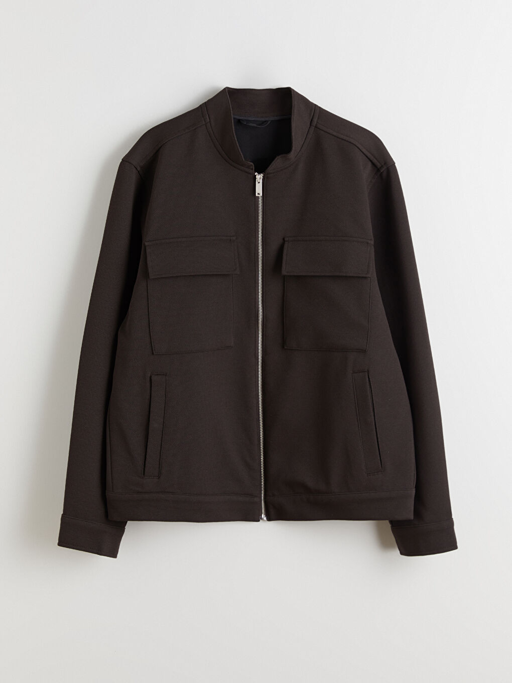 Kahverengi Bomber Yaka Uzun Kollu Erkek Ceket-5