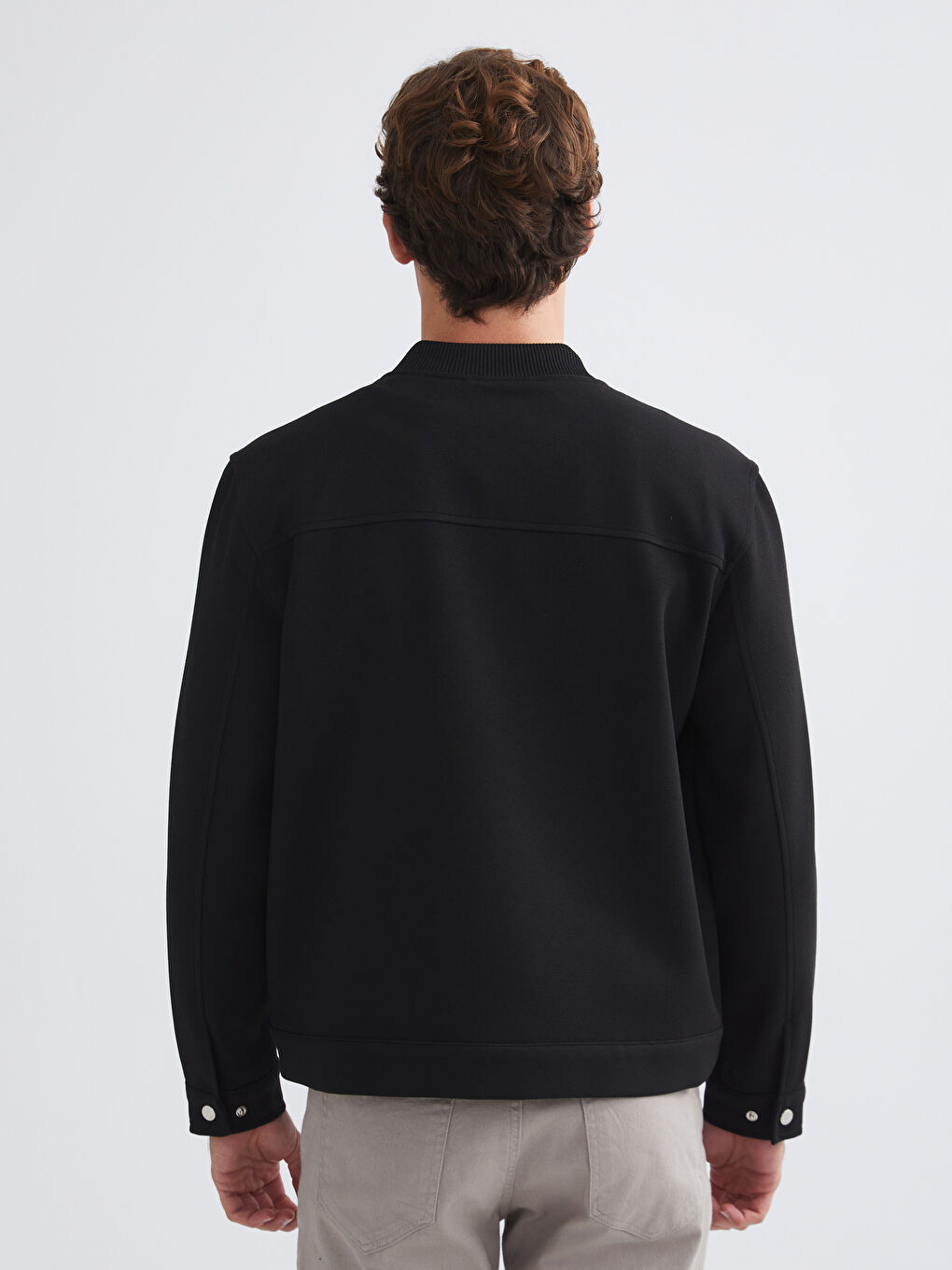 Siyah Bomber Yaka Uzun Kollu Erkek Ceket-9