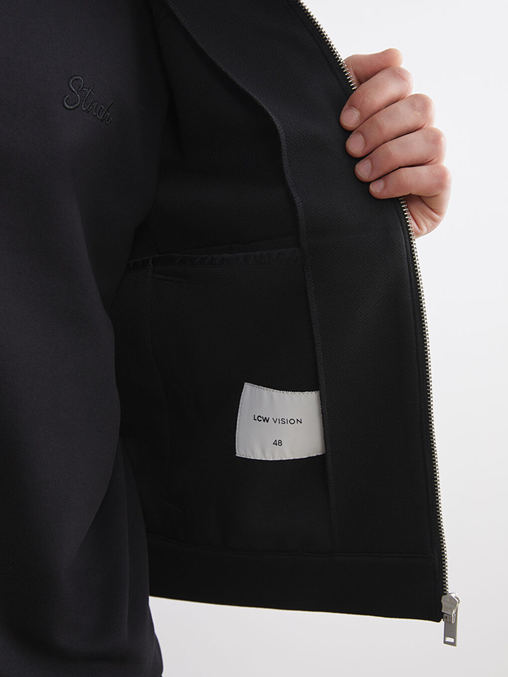 Siyah Bomber Yaka Uzun Kollu Erkek Ceket-6