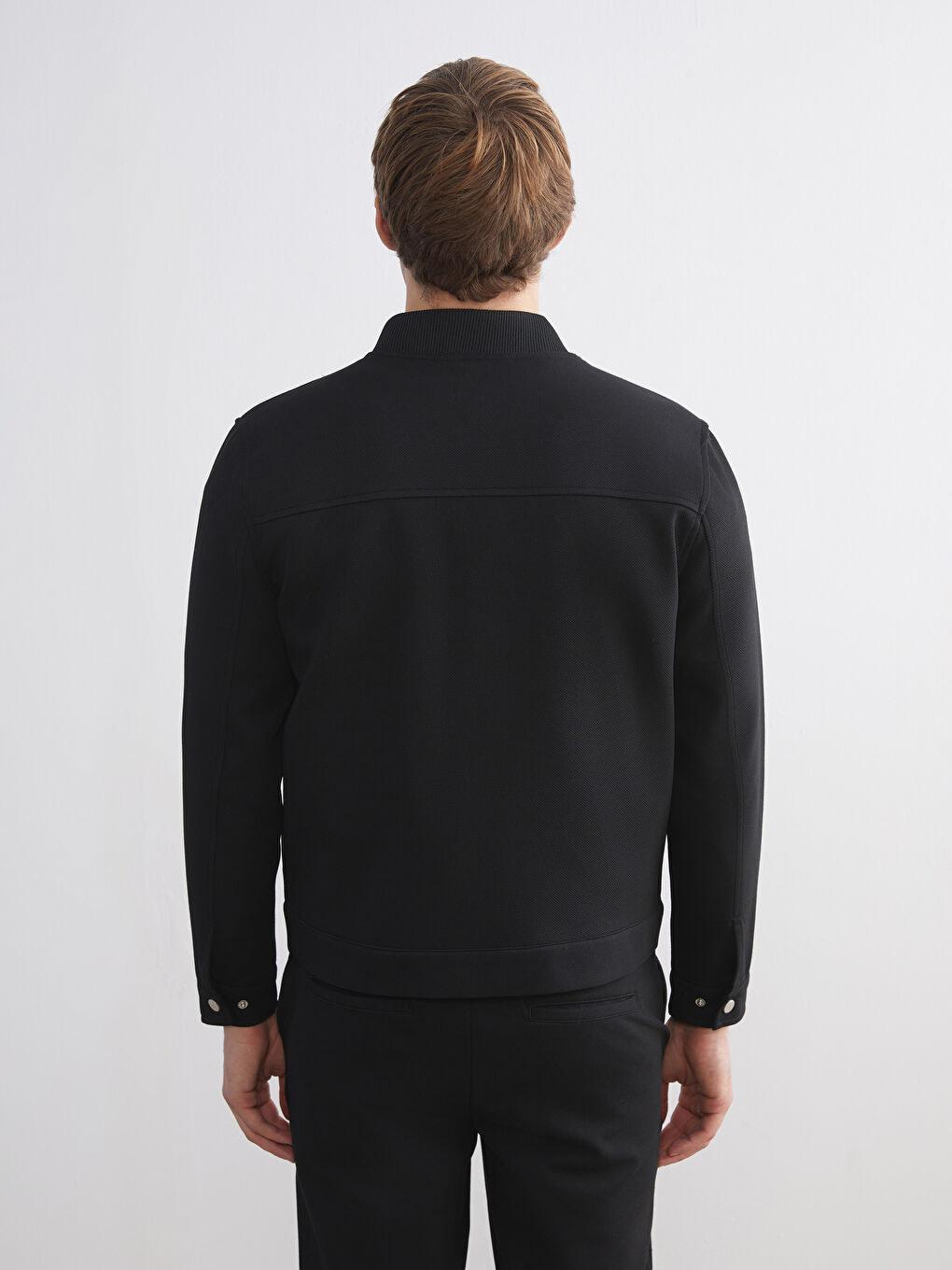 Siyah Bomber Yaka Uzun Kollu Erkek Ceket-8