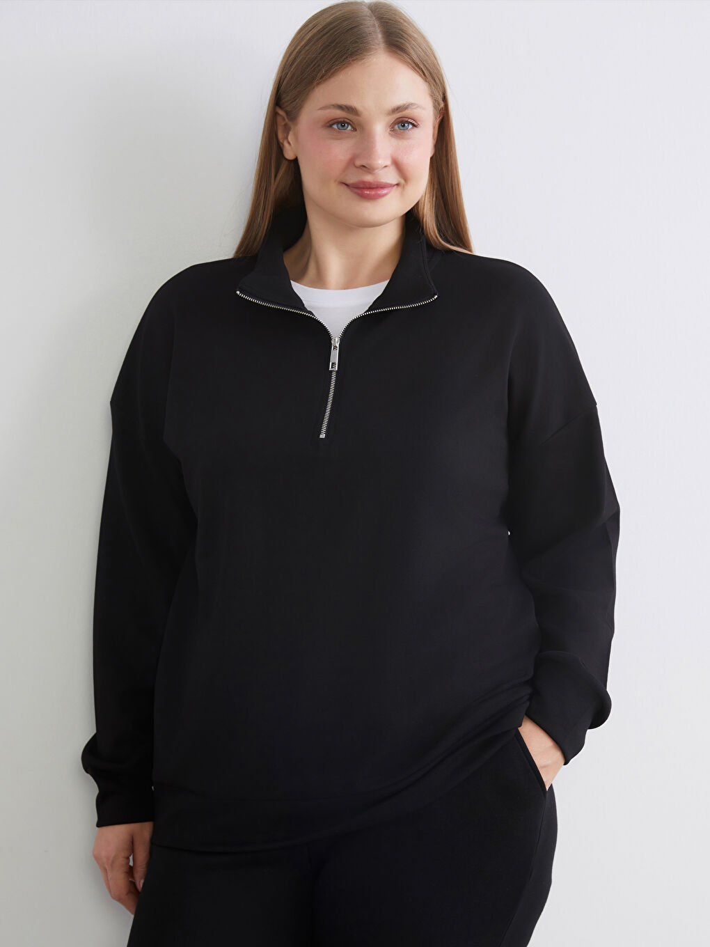 Funnel Neck Women's Sweatshirt-1