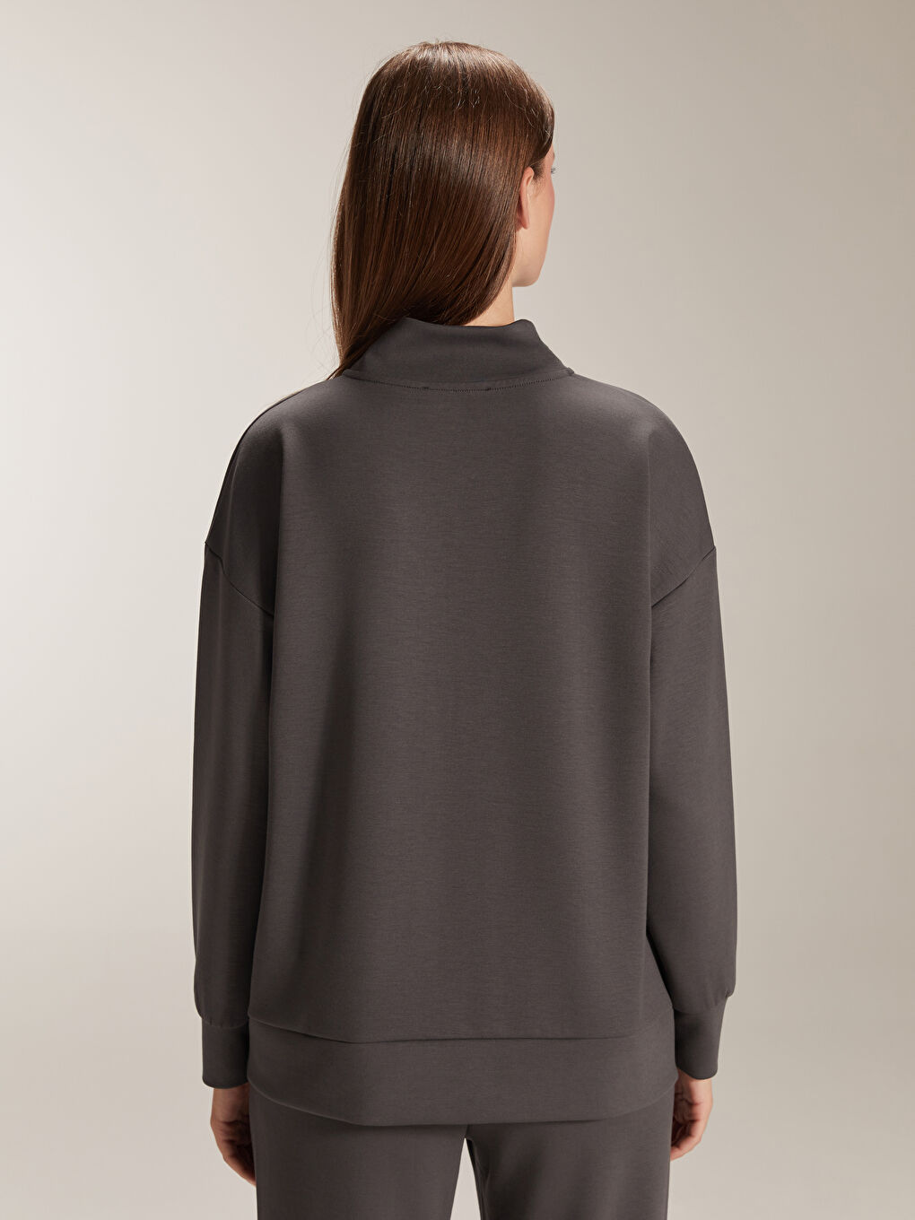Antrasit Dik Yaka Kadın Sweatshirt-8