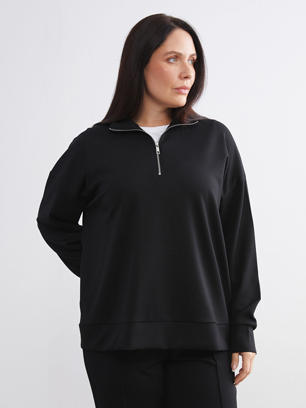 Funnel Neck Women's Sweatshirt-2