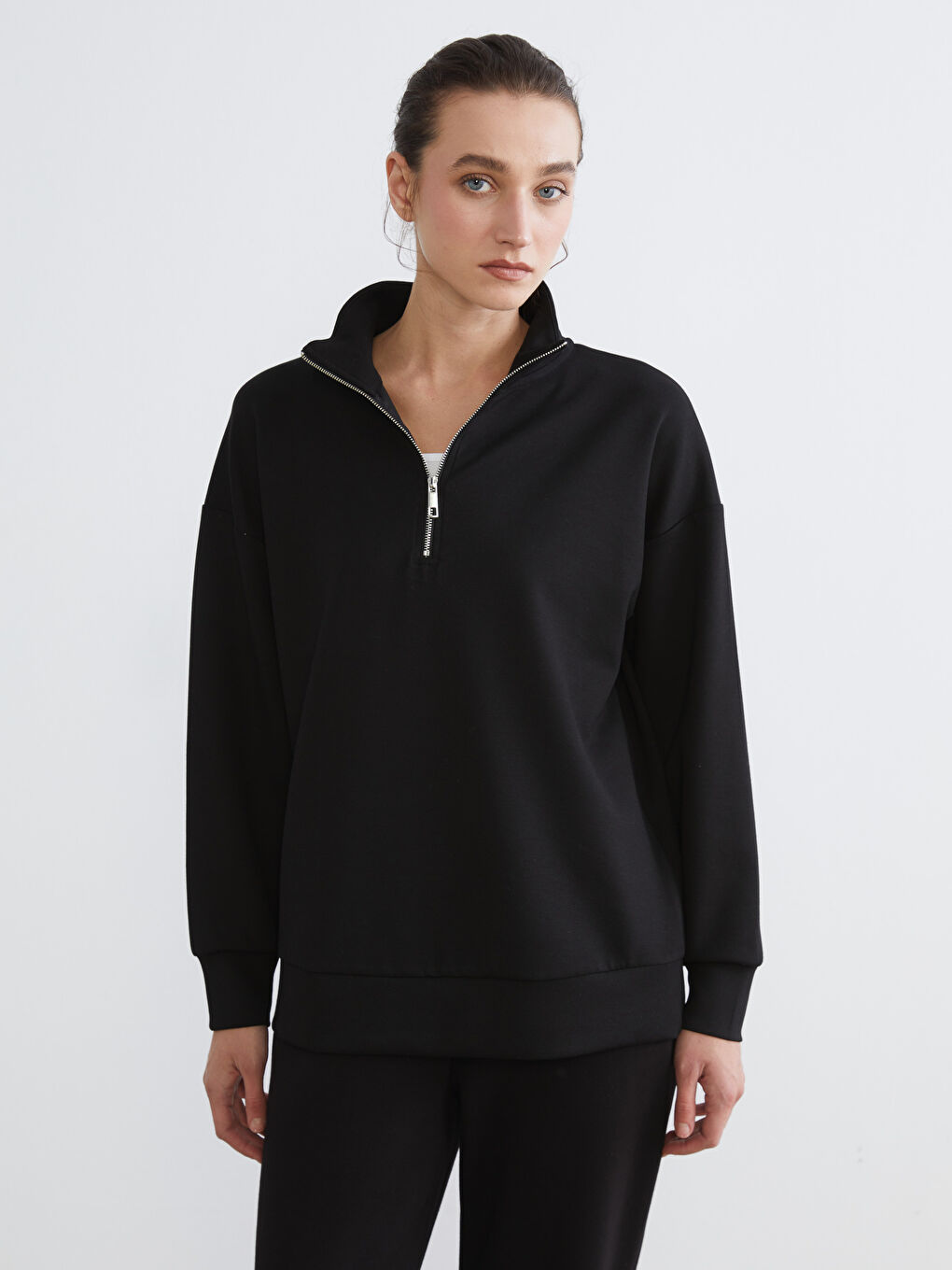 Funnel Neck Women's Sweatshirt-1