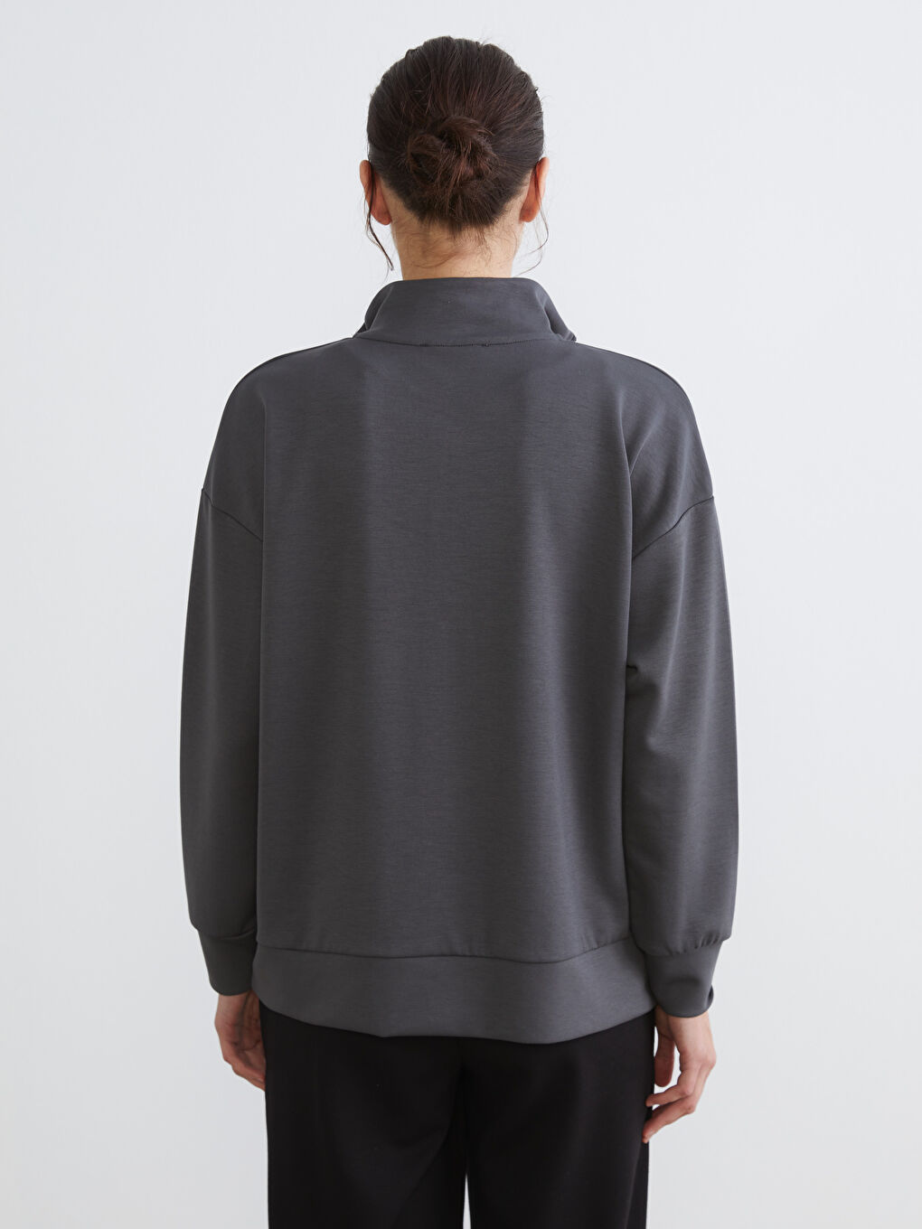 Antrasit Dik Yaka Kadın Sweatshirt-7