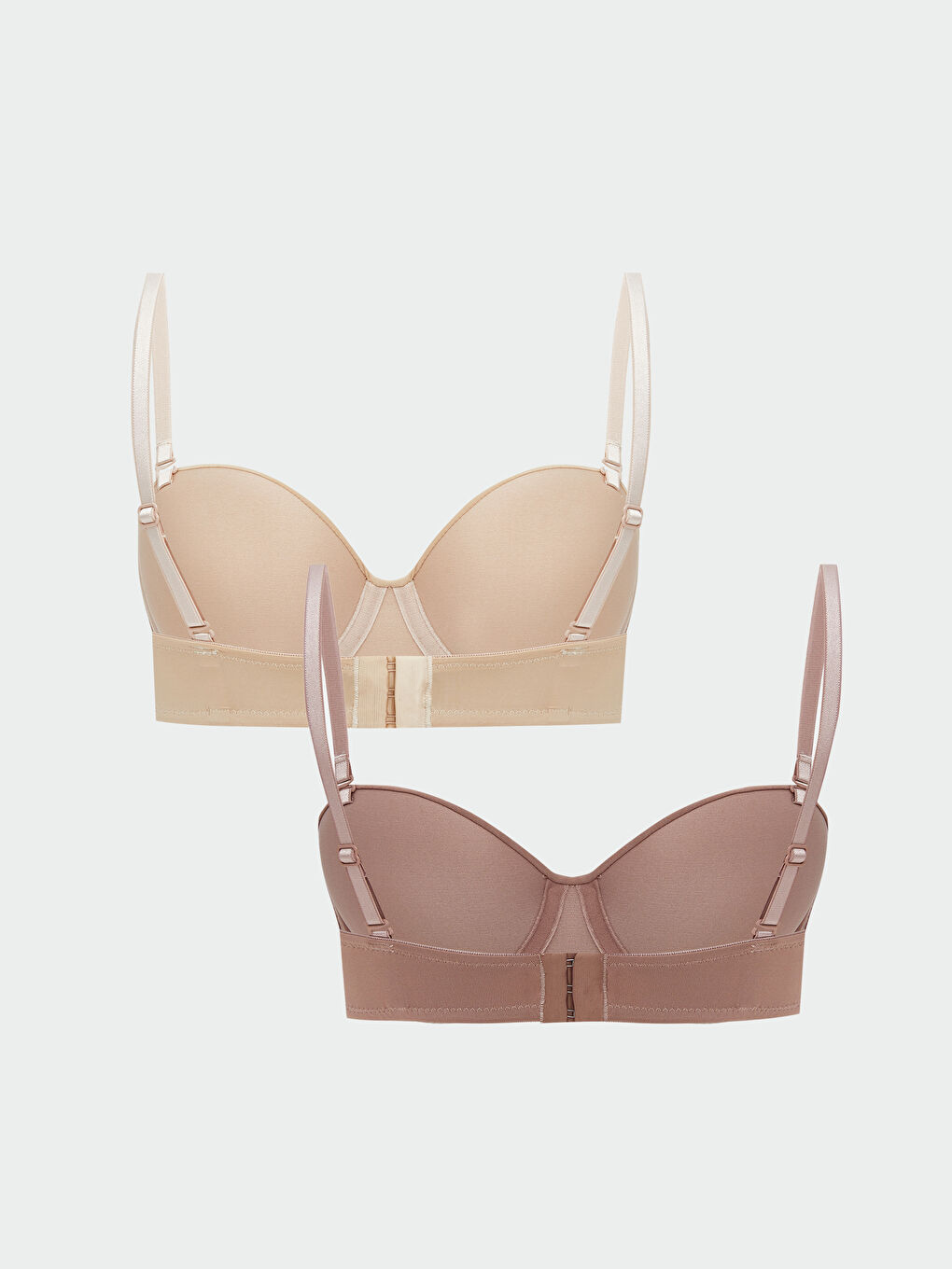 Pembe Balenli Dolgusuz Düz Straplez Sütyen 2'li-1