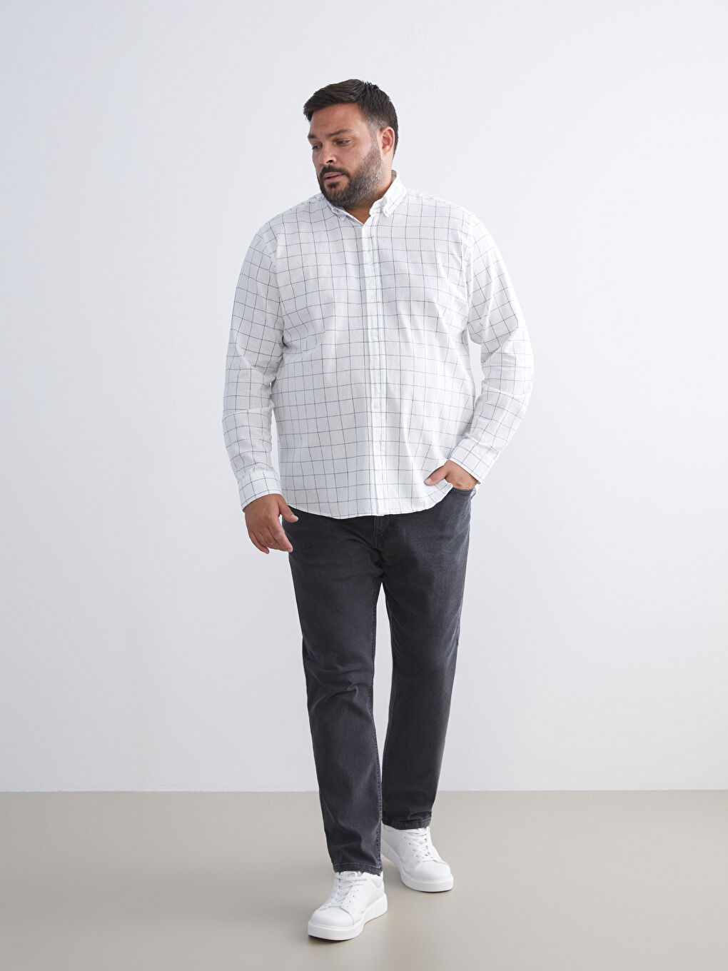 Regular Fit Long Sleeve Plaid Men's Shirt-5
