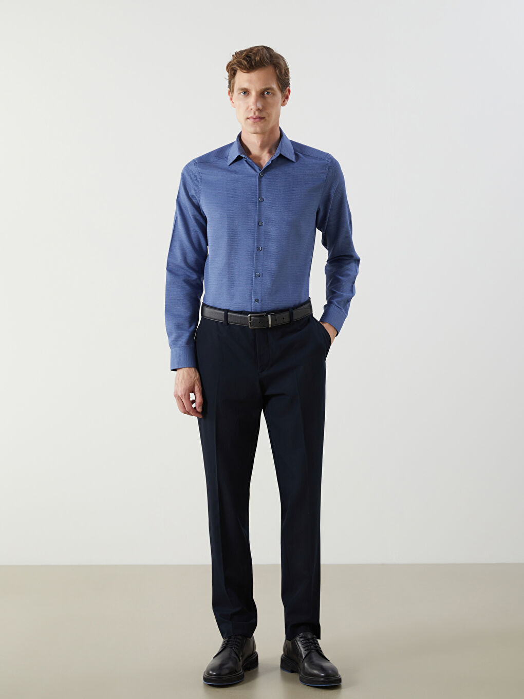 Slim Fit Long Sleeve Dobby Men's Shirt -W5ID96Z8-CRP