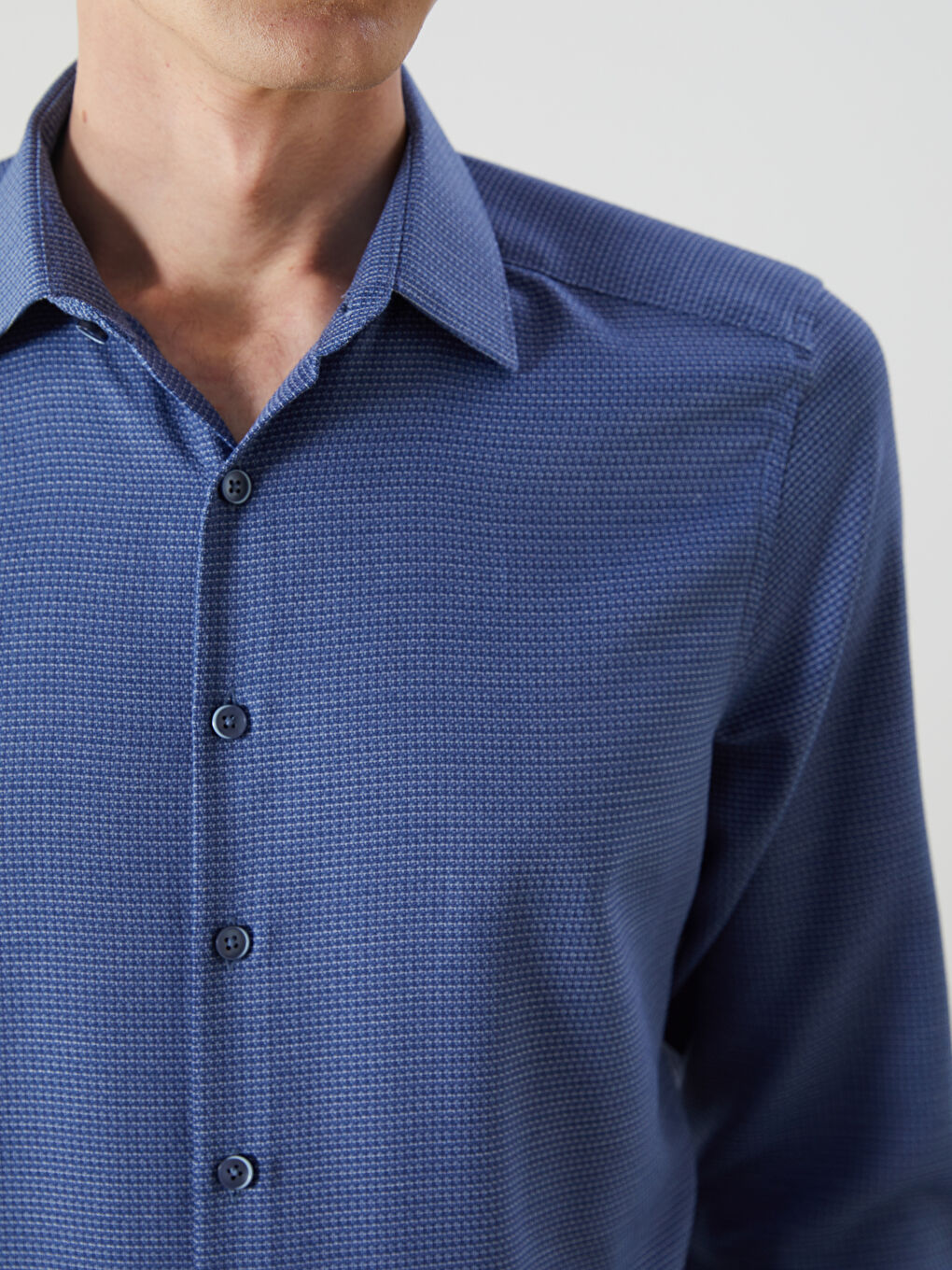 Slim Fit Long Sleeve Dobby Men's Shirt -W5ID96Z8-CRP