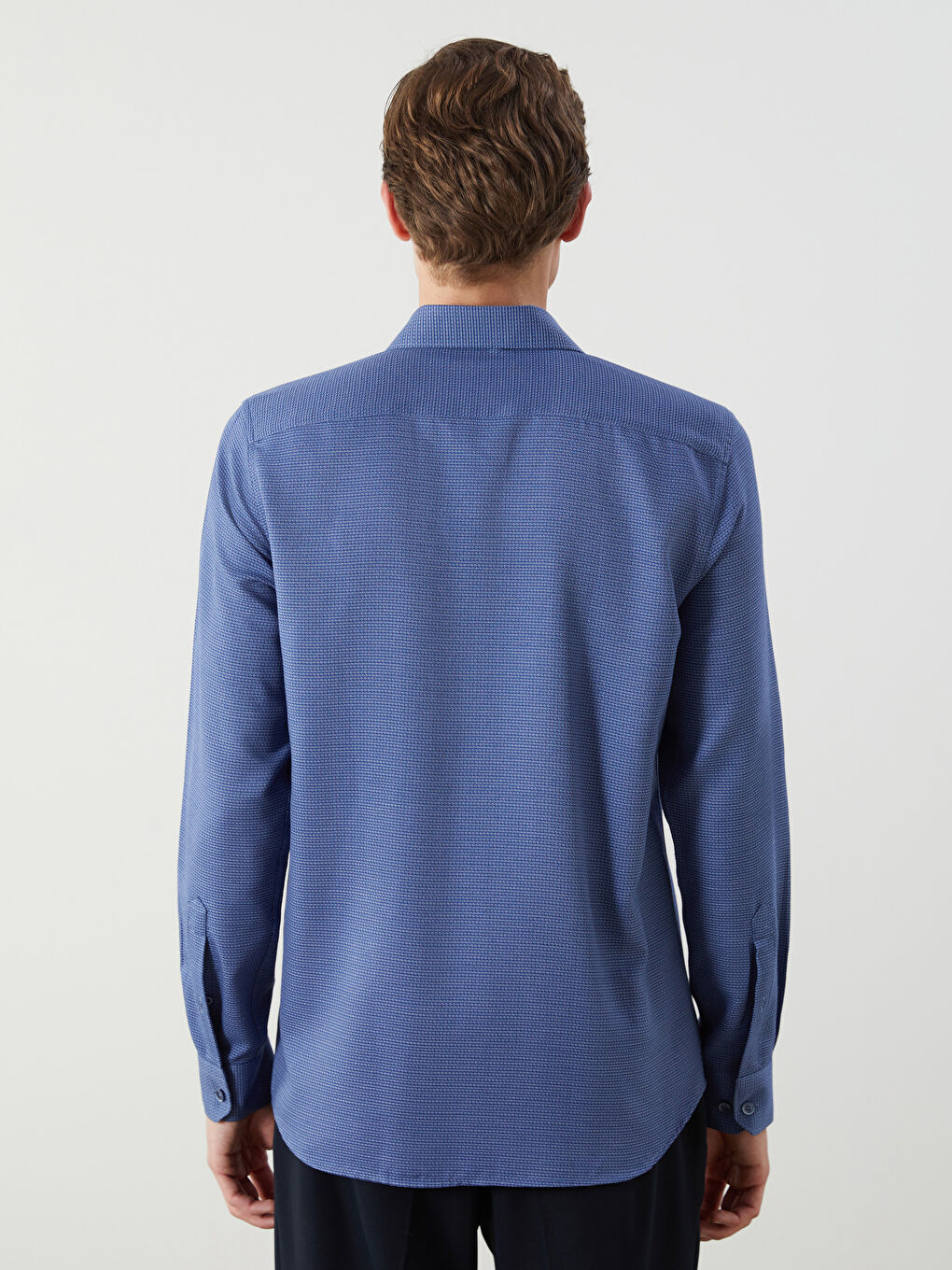 Slim Fit Long Sleeve Dobby Men's Shirt -W5ID96Z8-CRP