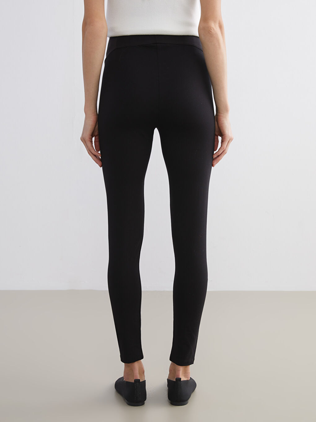 Siyah Beli Lastikli Karın Panelli Hamile Tayt-3