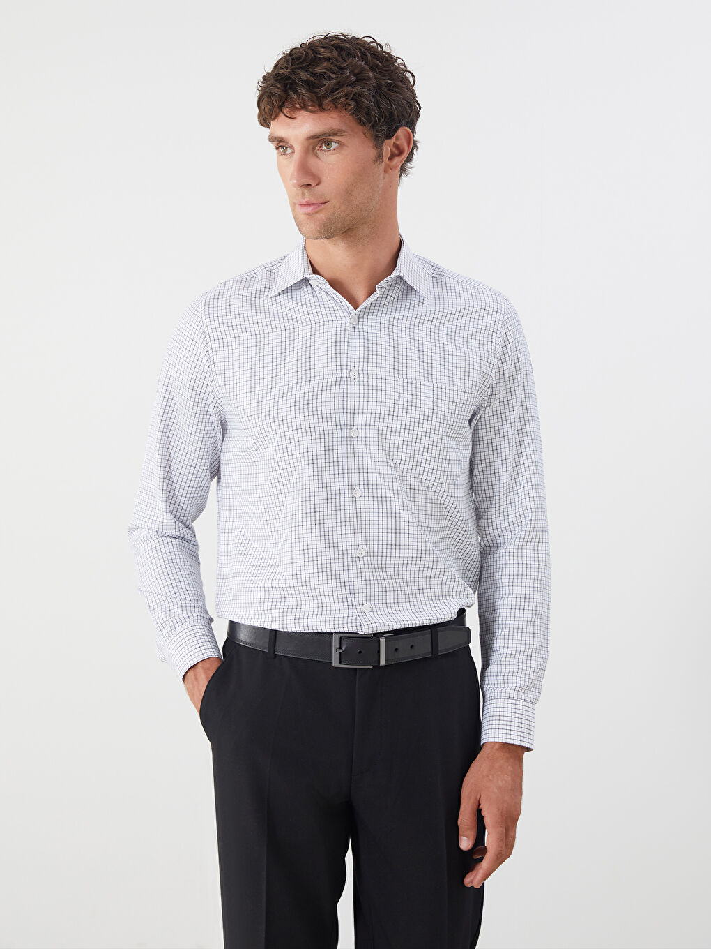 LCWAIKIKI Formal Regular Fit Long Sleeve Plaid Gabardine Men's Shirt -W5ID99Z8-LKX