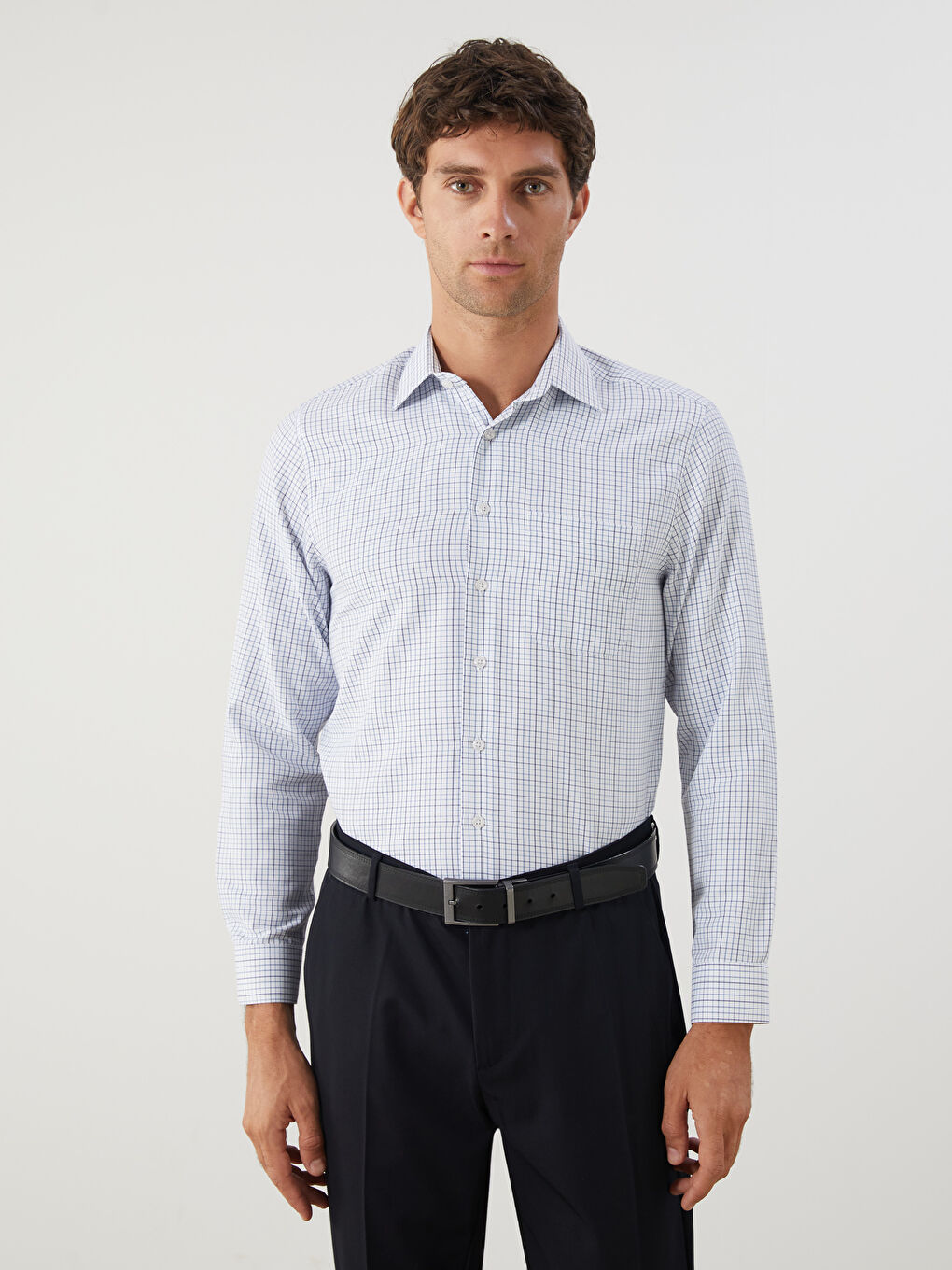 LCWAIKIKI Formal Regular Fit Long Sleeve Plaid Gabardine Men's Shirt -W5ID99Z8-LN6