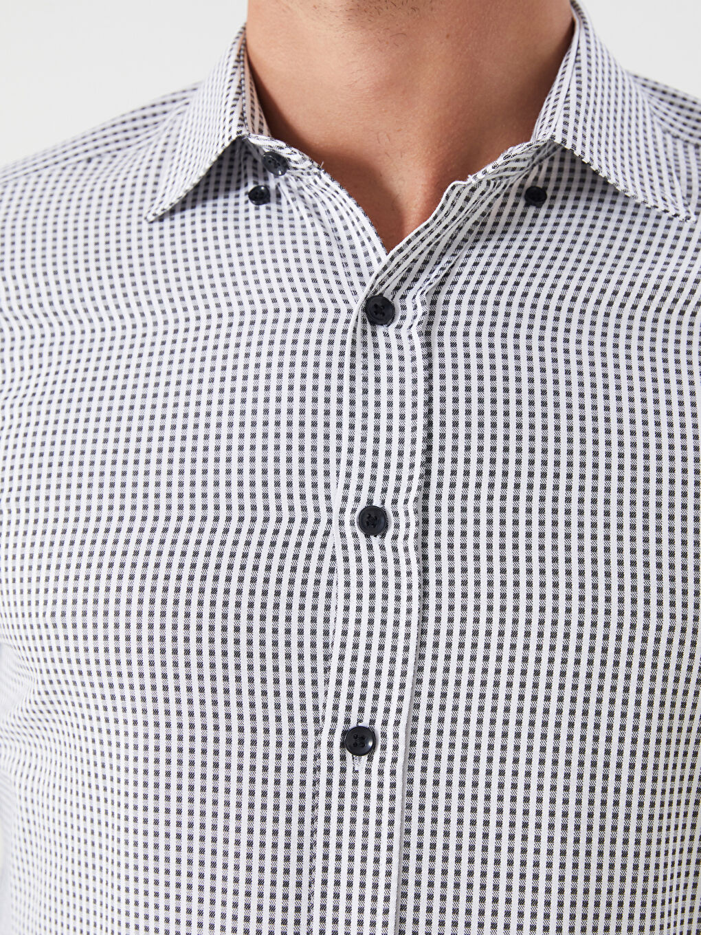 LCWAIKIKI Formal Regular Fit Long Sleeve Plaid Dobby Fabric Men's Shirt -W5IE02Z8-SZ3