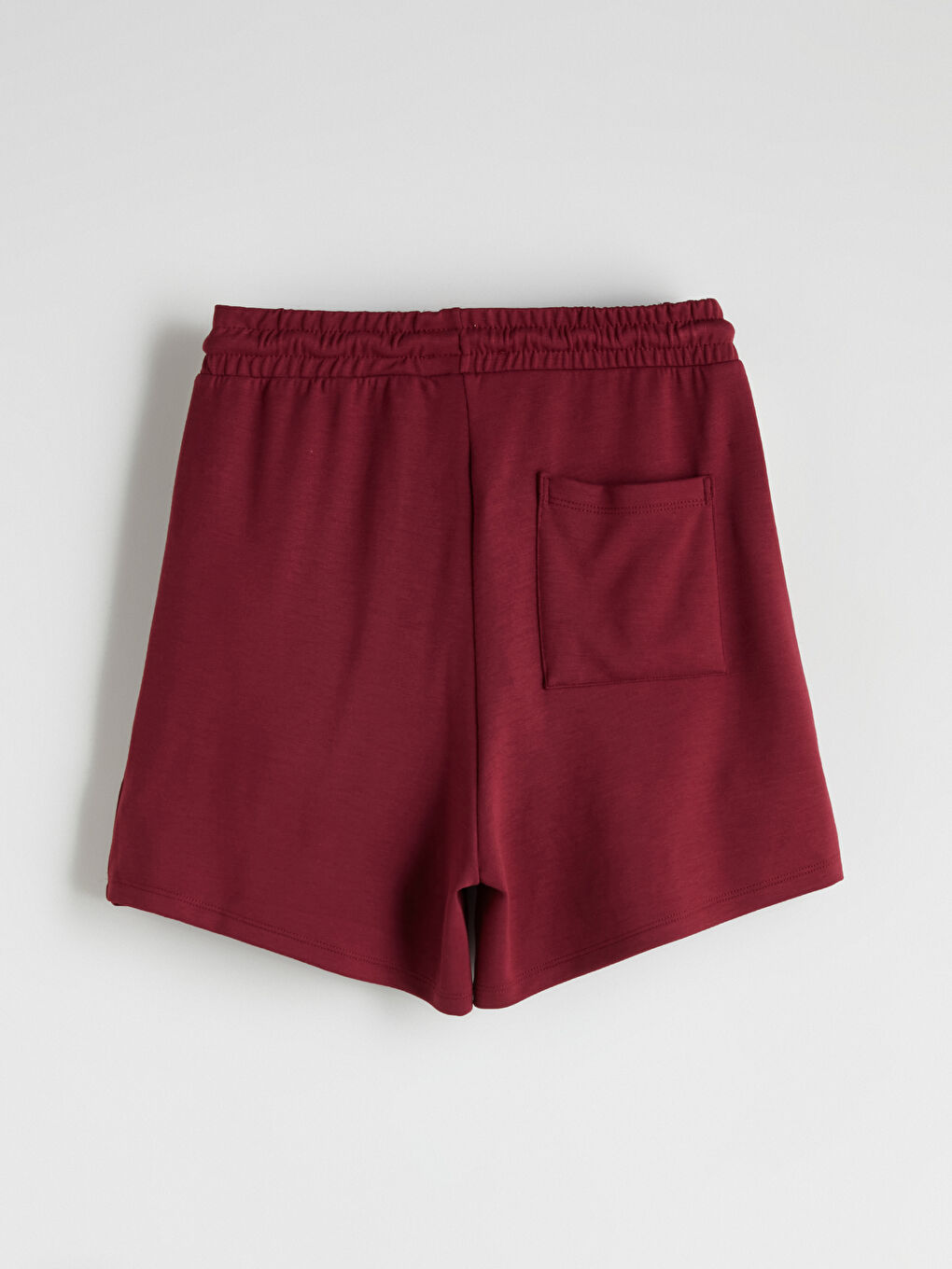 Bordo Beli Lastikli Kadın Şort-5