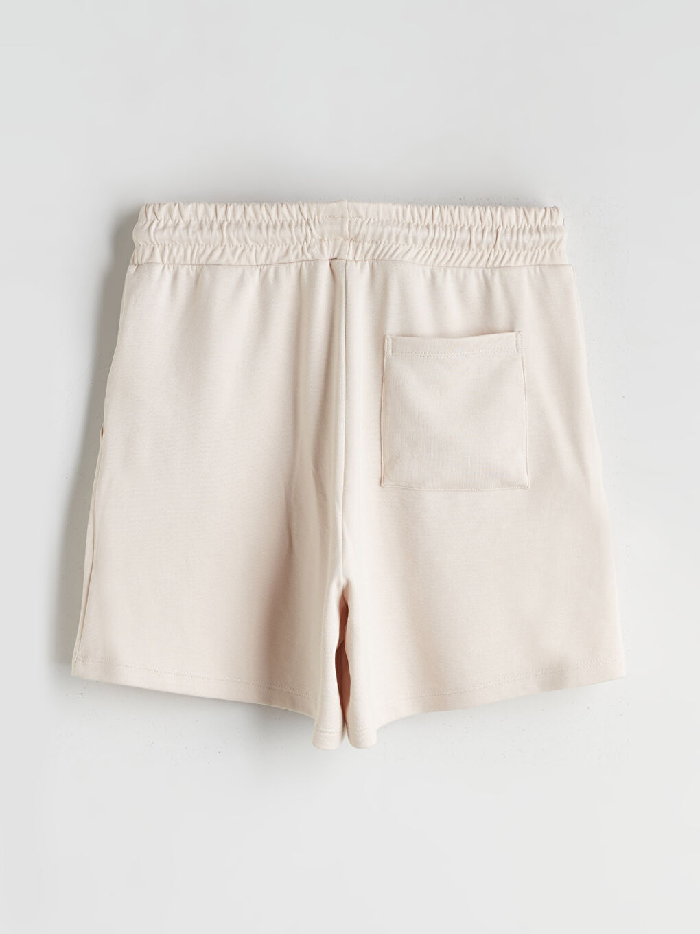 Bej Beli Lastikli Kadın Şort-5