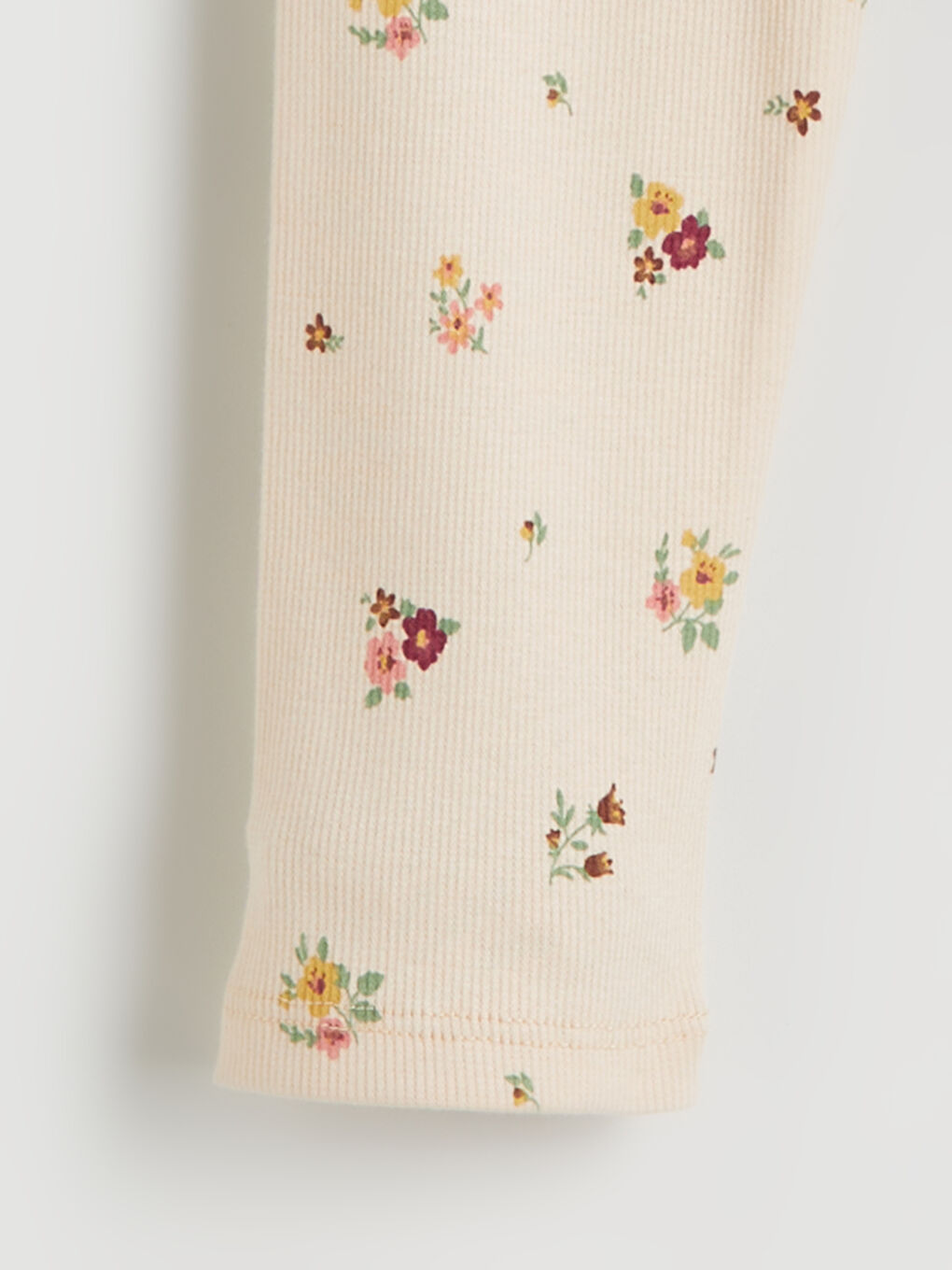 Bej Çiçek Desenli Kız Çocuk Tayt-2