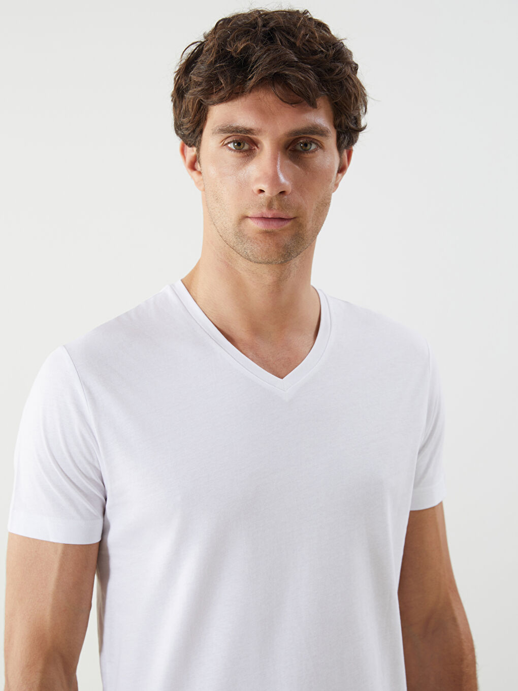 V Neck Plain Men's T-Shirt-2