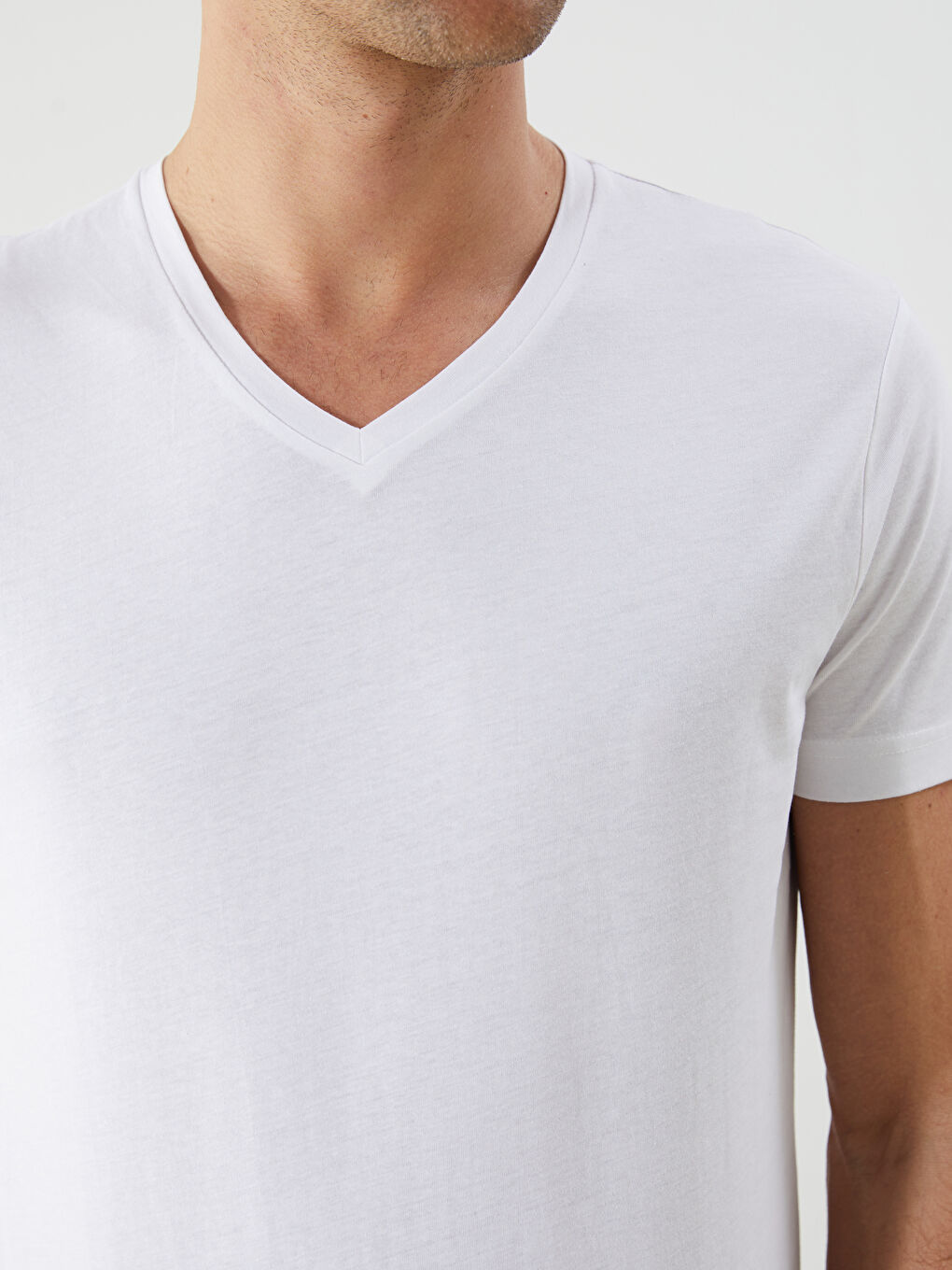 V Neck Plain Men's T-Shirt-10