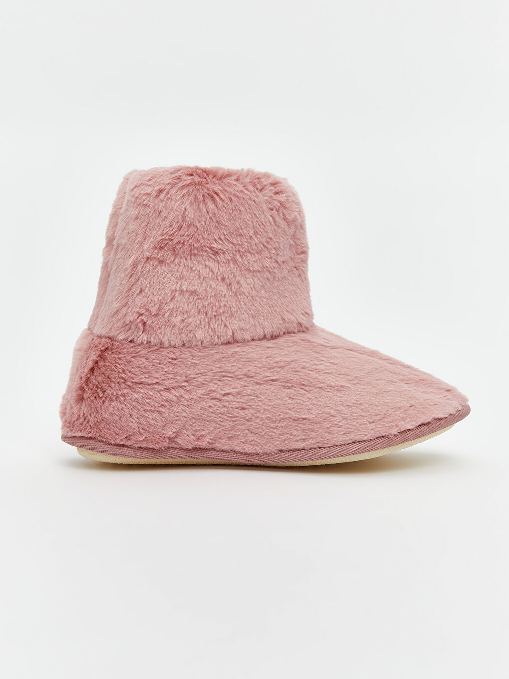 Pembe Düz Pelüş Kadın Panduf-1